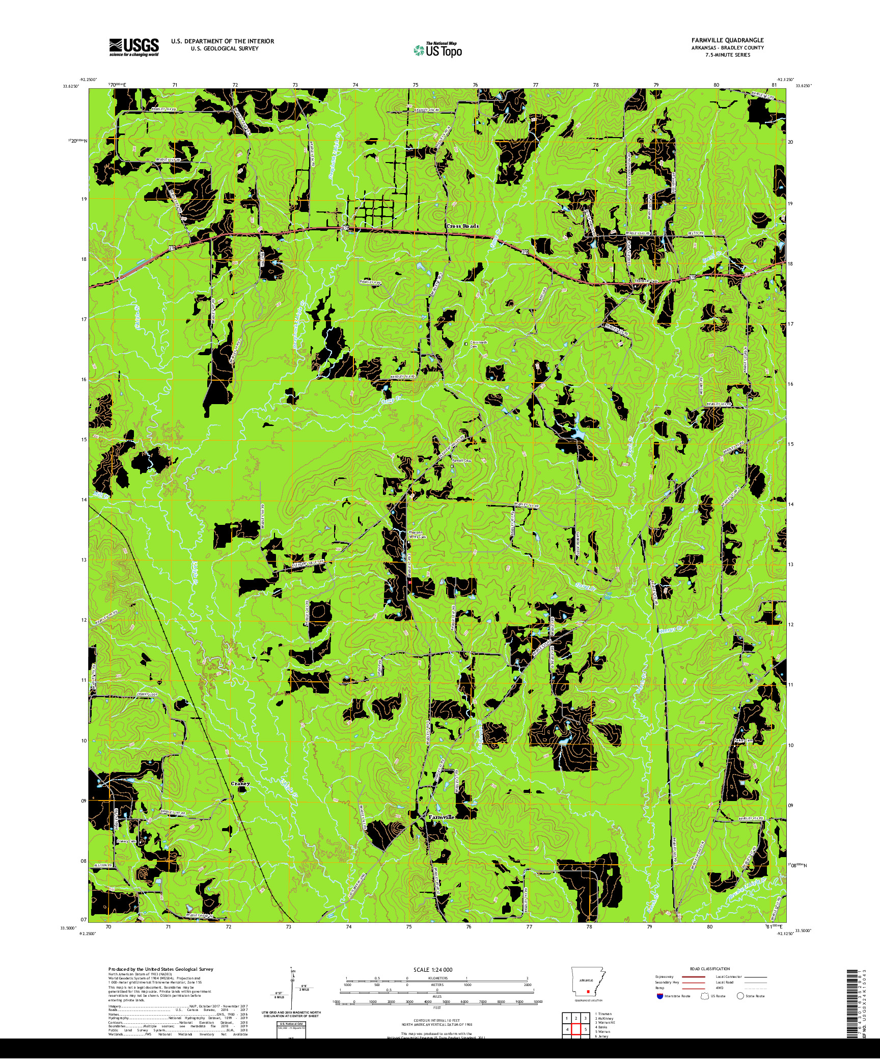 USGS US TOPO 7.5-MINUTE MAP FOR FARMVILLE, AR 2020