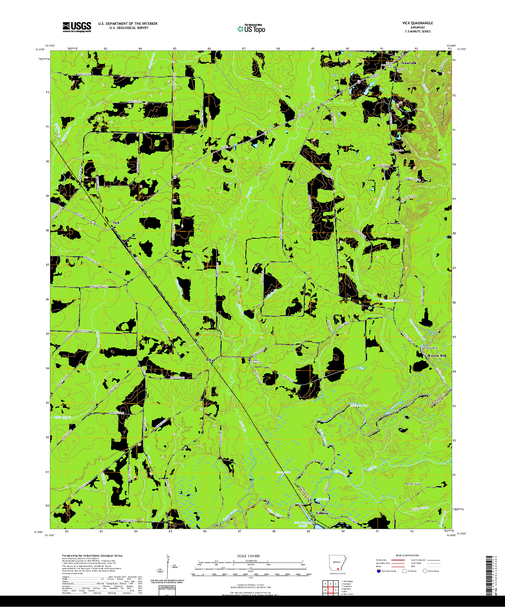 USGS US TOPO 7.5-MINUTE MAP FOR VICK, AR 2020