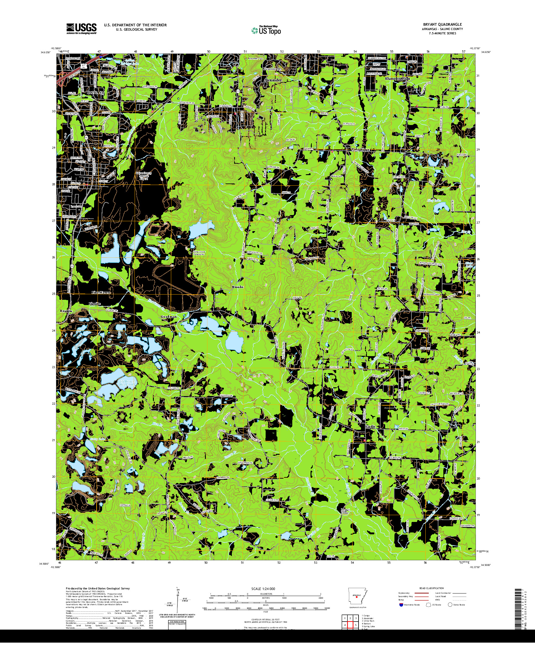 USGS US TOPO 7.5-MINUTE MAP FOR BRYANT, AR 2020