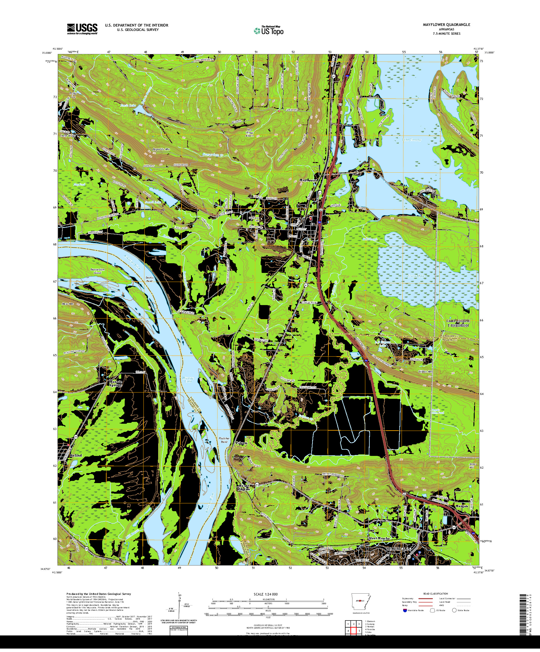 USGS US TOPO 7.5-MINUTE MAP FOR MAYFLOWER, AR 2020