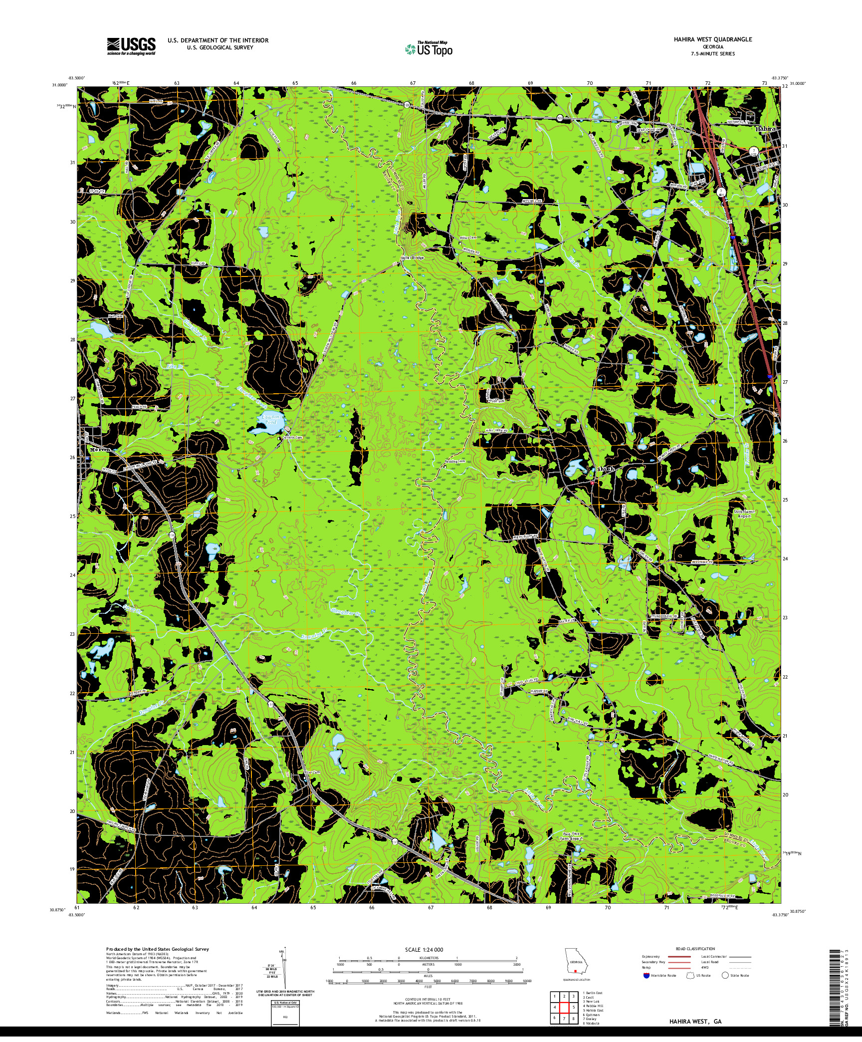 USGS US TOPO 7.5-MINUTE MAP FOR HAHIRA WEST, GA 2020