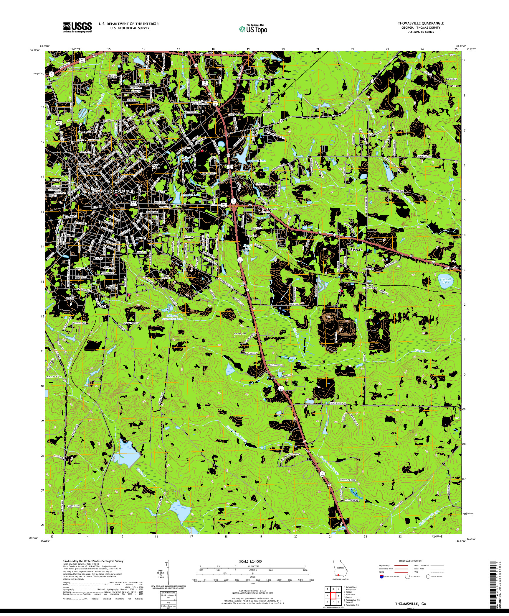 USGS US TOPO 7.5-MINUTE MAP FOR THOMASVILLE, GA 2020