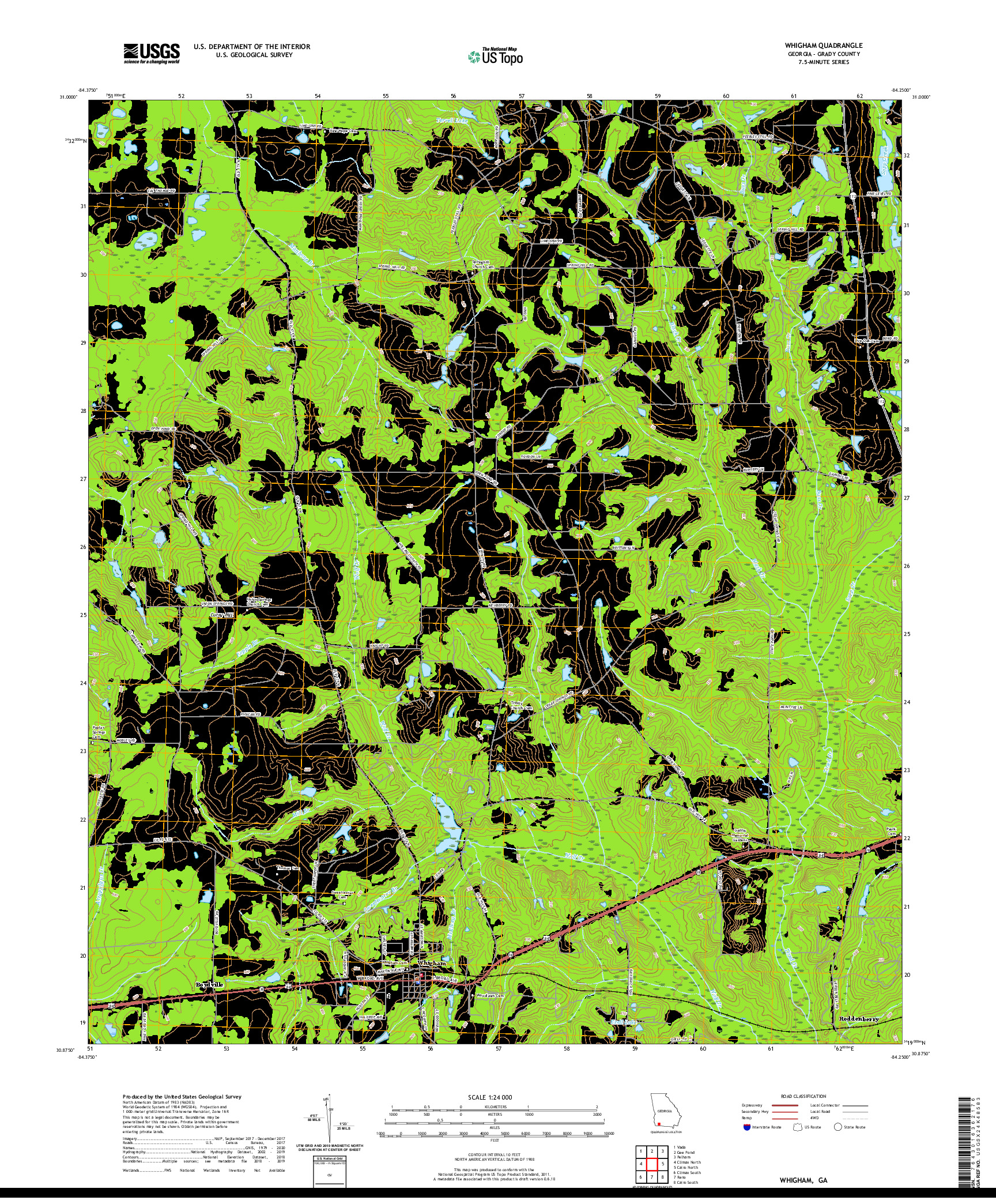 USGS US TOPO 7.5-MINUTE MAP FOR WHIGHAM, GA 2020