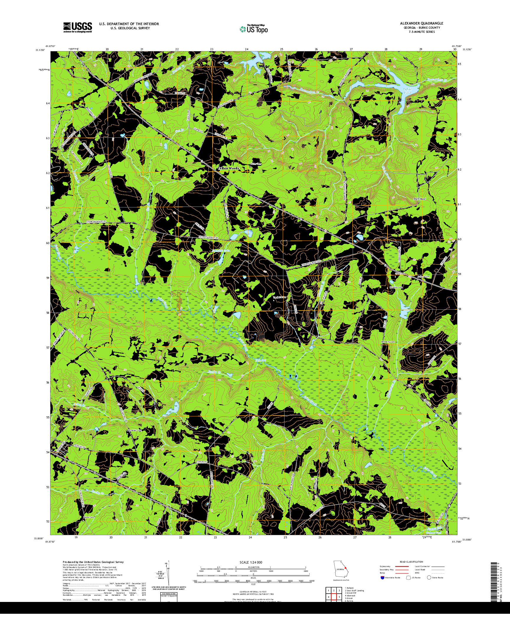 USGS US TOPO 7.5-MINUTE MAP FOR ALEXANDER, GA 2020