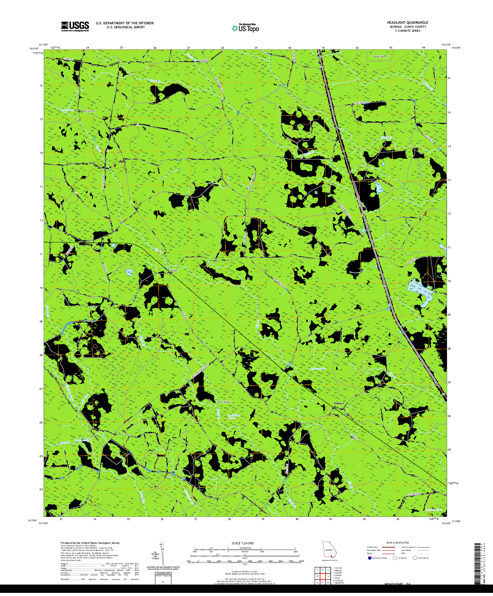 USGS US TOPO 7.5-MINUTE MAP FOR HEADLIGHT, GA 2020