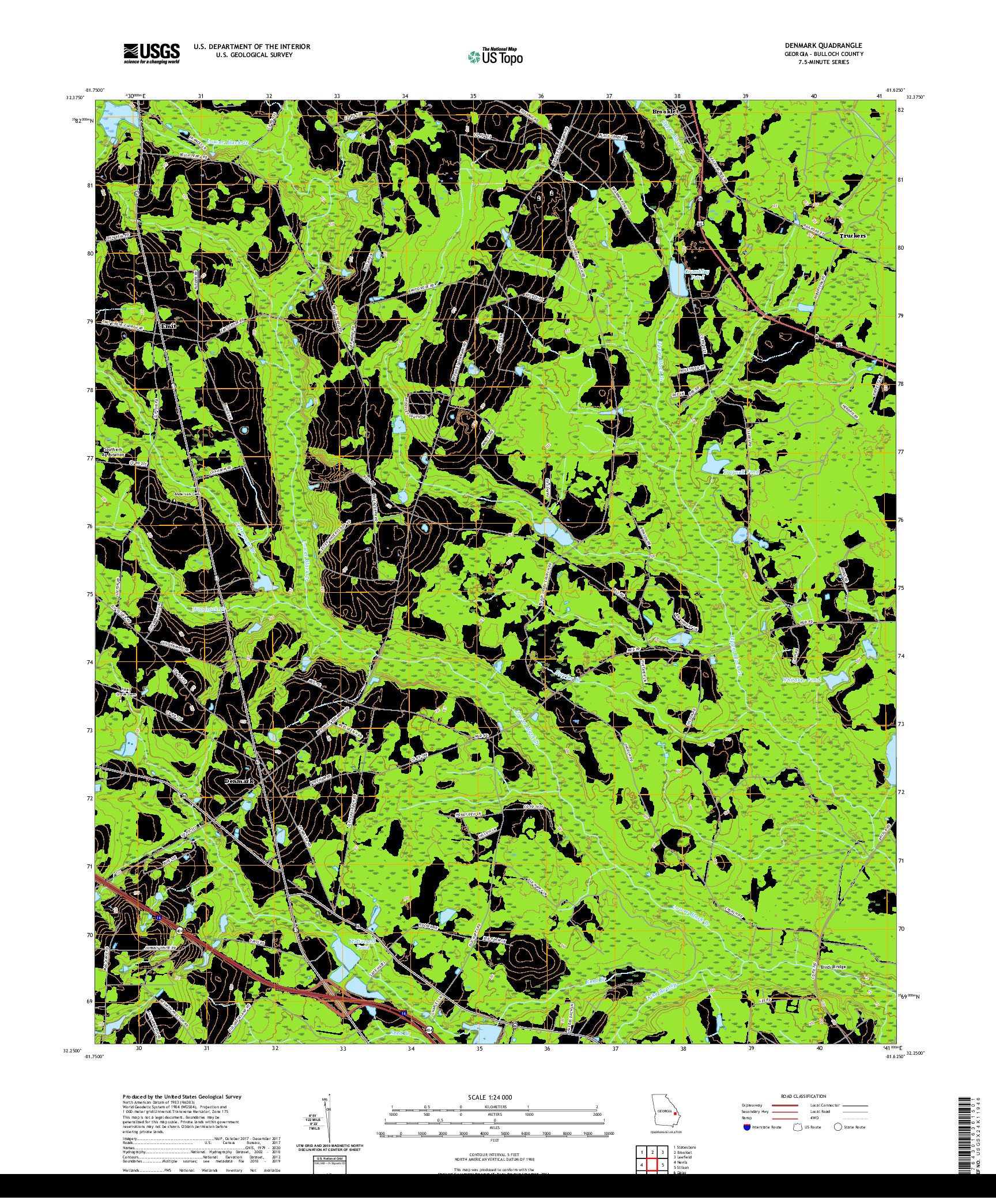 USGS US TOPO 7.5-MINUTE MAP FOR DENMARK, GA 2020