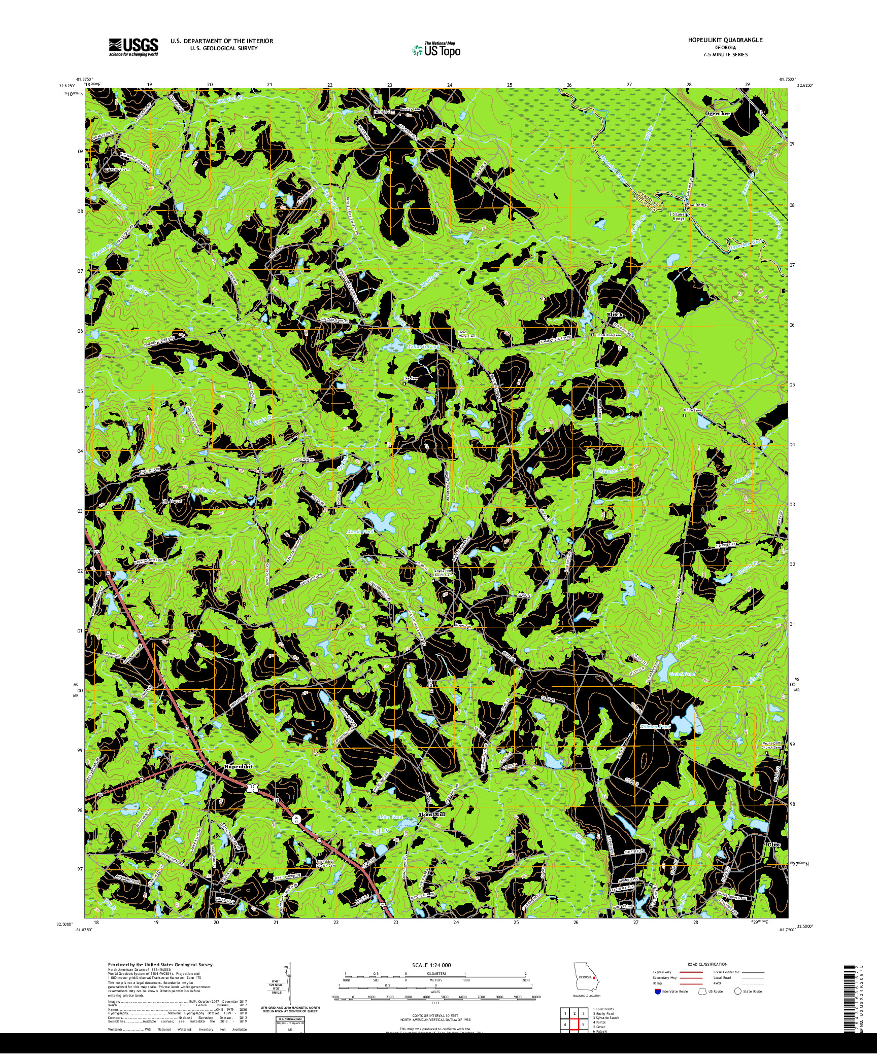 USGS US TOPO 7.5-MINUTE MAP FOR HOPEULIKIT, GA 2020