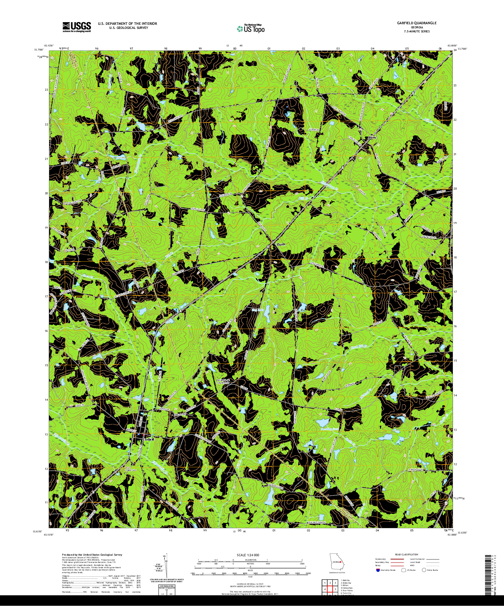 USGS US TOPO 7.5-MINUTE MAP FOR GARFIELD, GA 2020