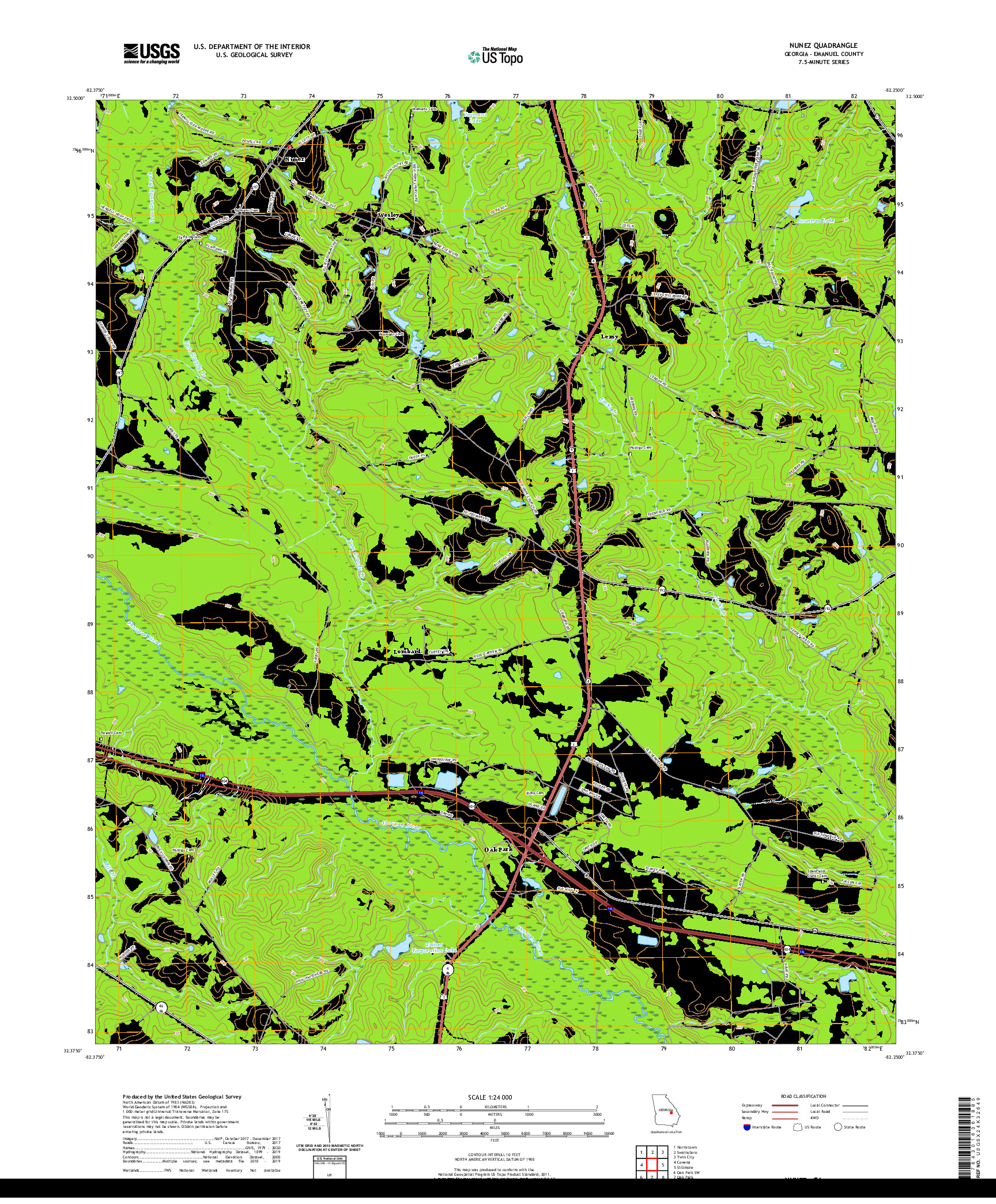 USGS US TOPO 7.5-MINUTE MAP FOR NUNEZ, GA 2020