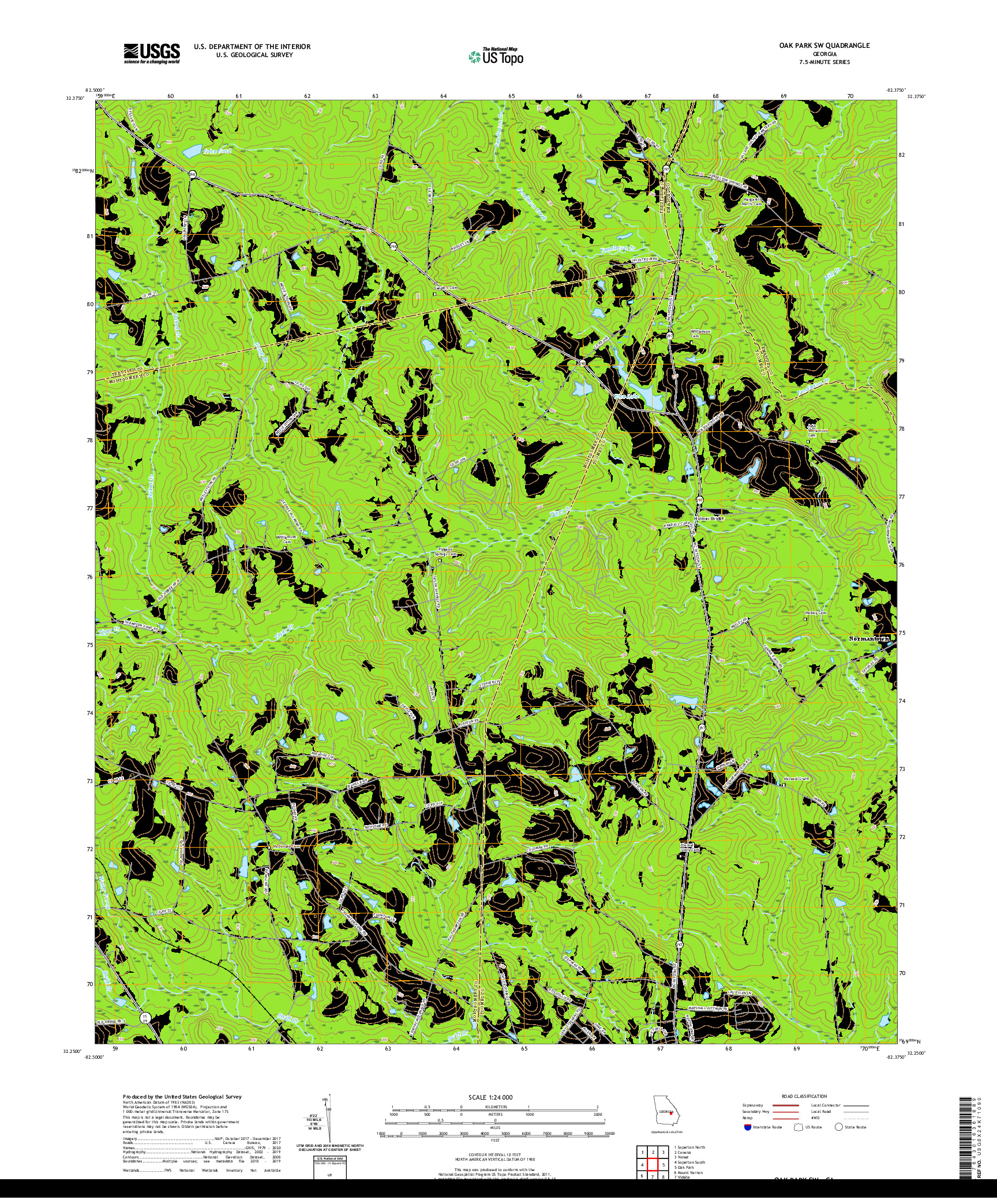 USGS US TOPO 7.5-MINUTE MAP FOR OAK PARK SW, GA 2020