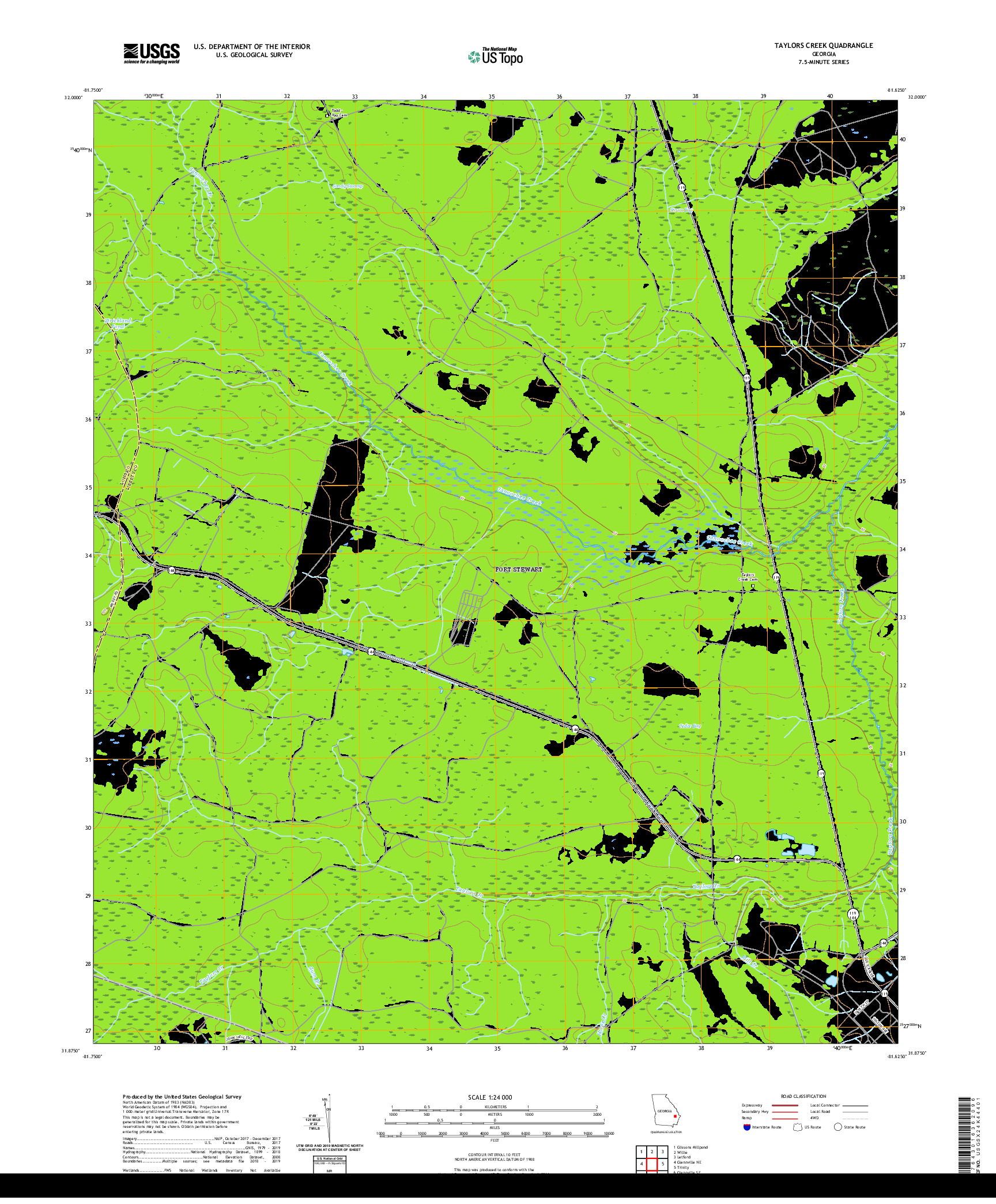 USGS US TOPO 7.5-MINUTE MAP FOR TAYLORS CREEK, GA 2020