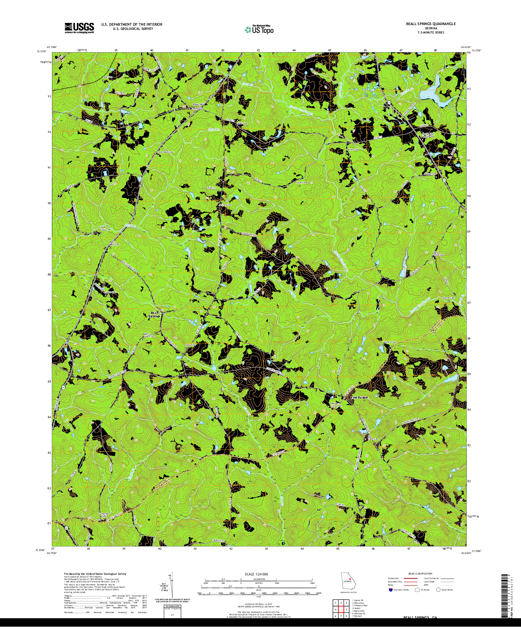 USGS US TOPO 7.5-MINUTE MAP FOR BEALL SPRINGS, GA 2020