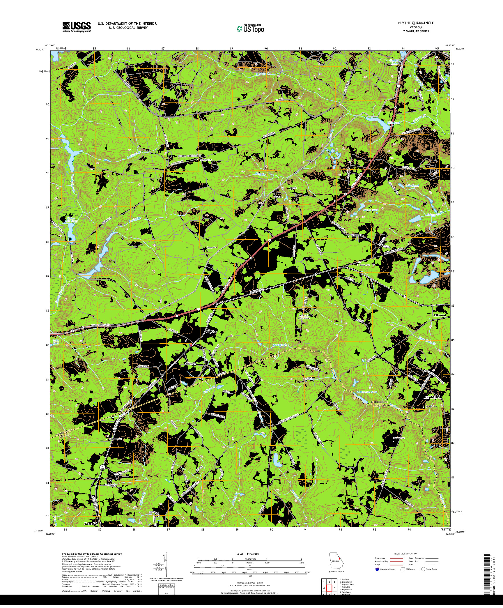 USGS US TOPO 7.5-MINUTE MAP FOR BLYTHE, GA 2020