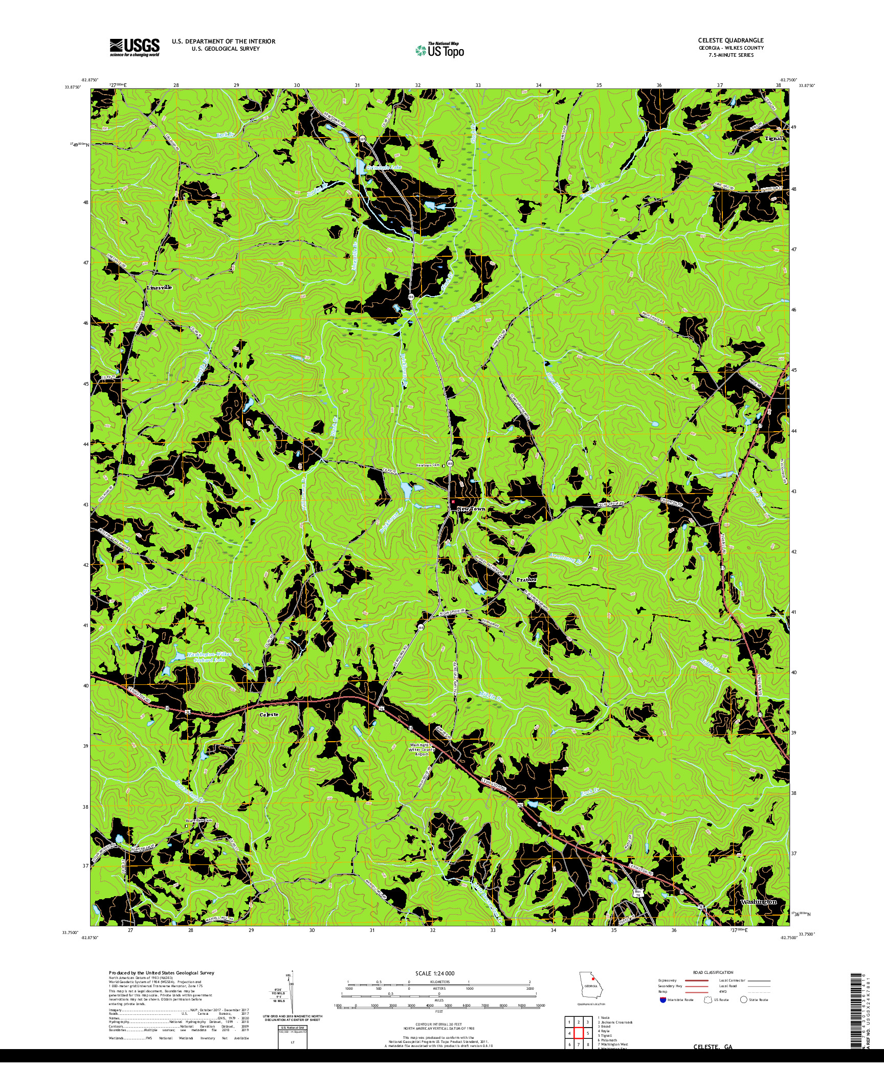 USGS US TOPO 7.5-MINUTE MAP FOR CELESTE, GA 2020