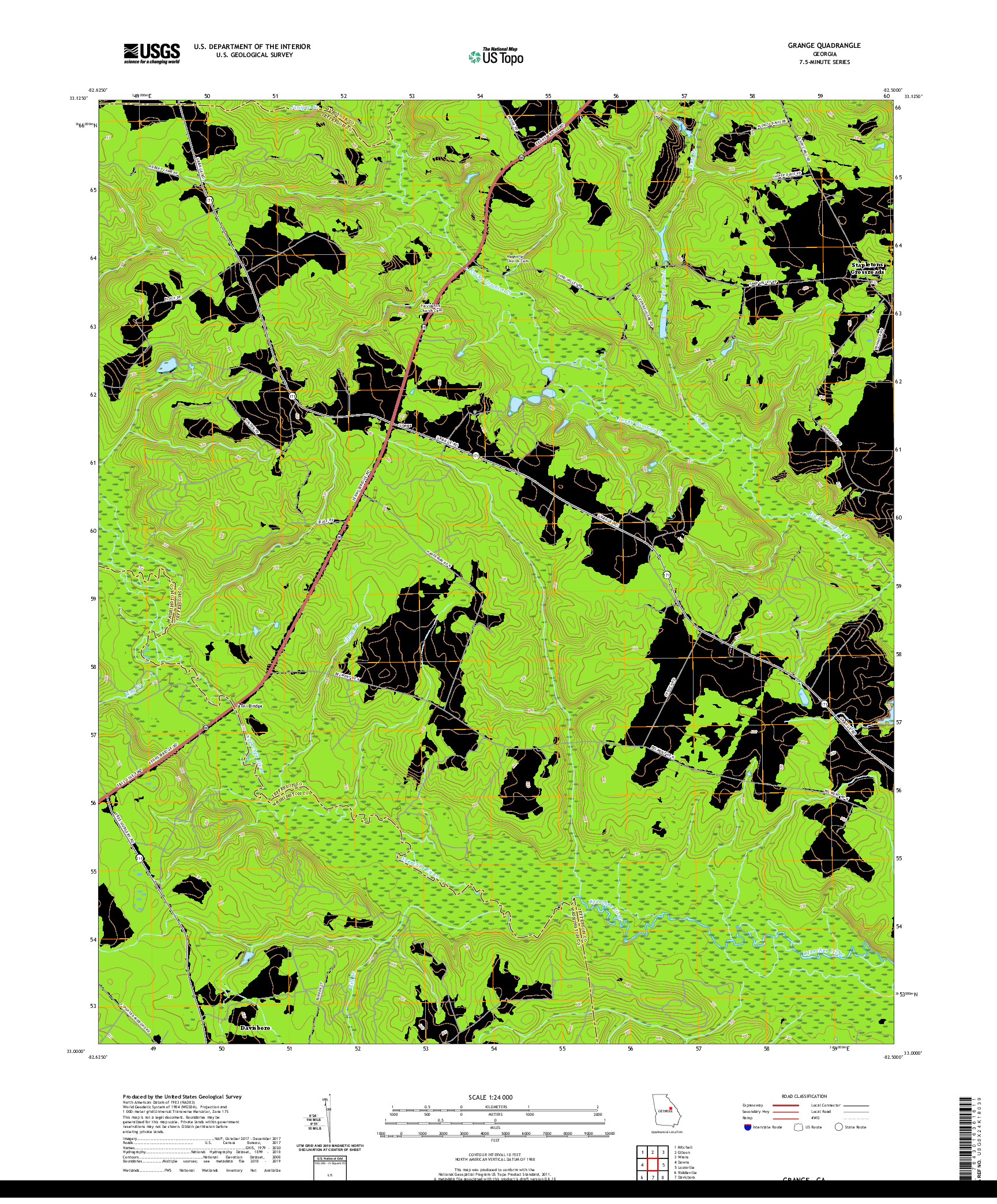 USGS US TOPO 7.5-MINUTE MAP FOR GRANGE, GA 2020