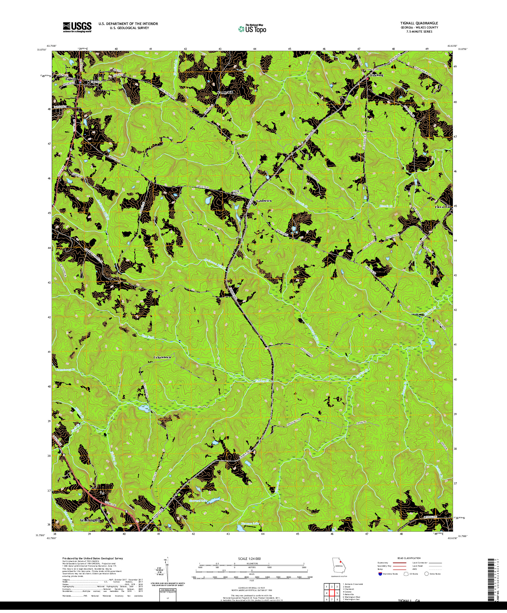 USGS US TOPO 7.5-MINUTE MAP FOR TIGNALL, GA 2020