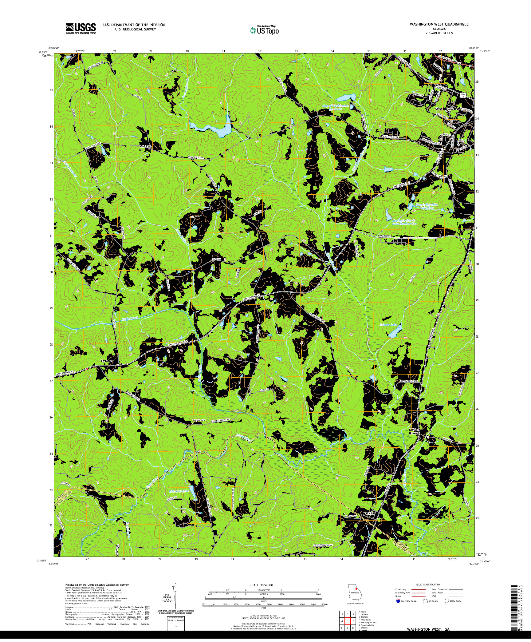 USGS US TOPO 7.5-MINUTE MAP FOR WASHINGTON WEST, GA 2020