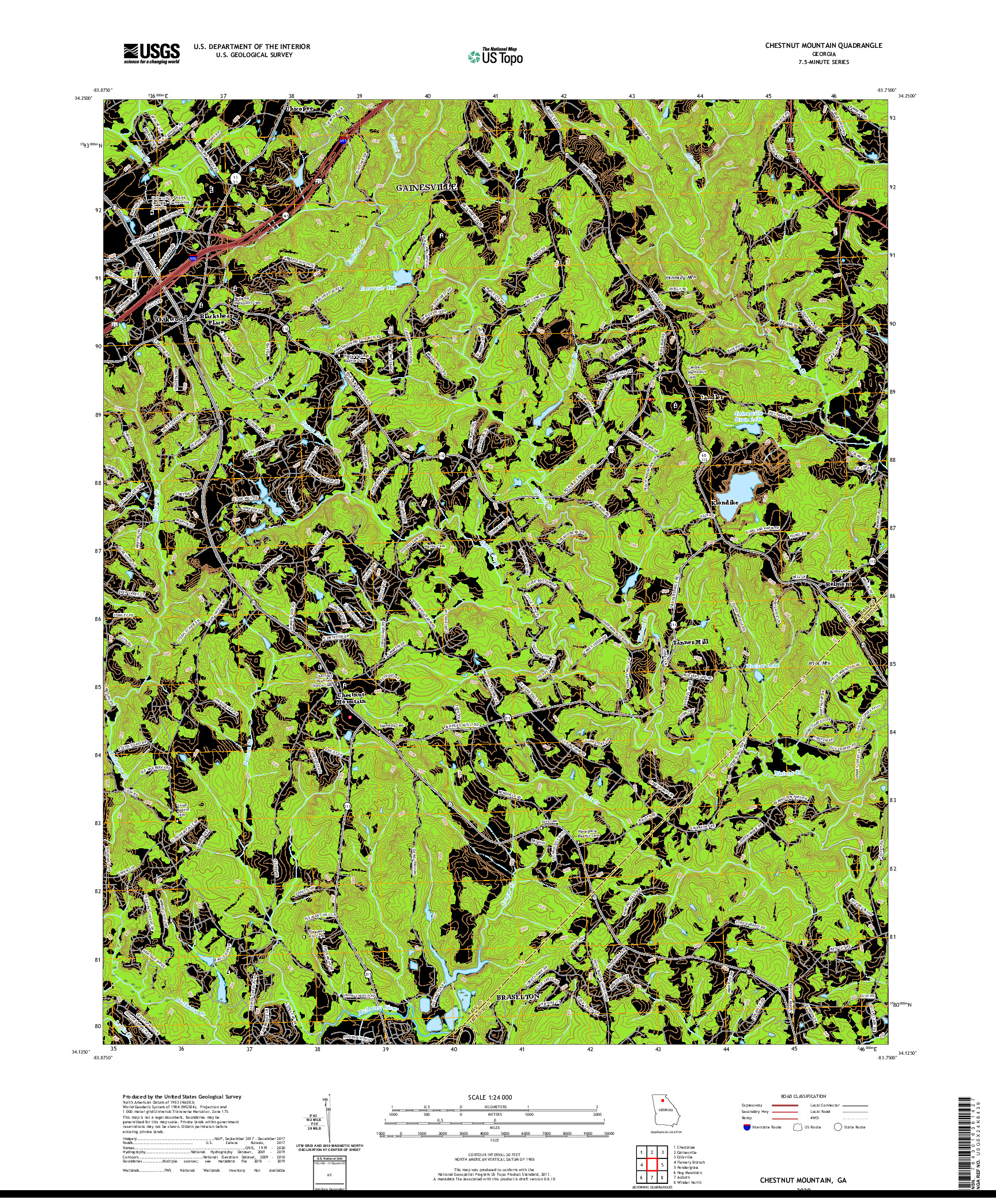 USGS US TOPO 7.5-MINUTE MAP FOR CHESTNUT MOUNTAIN, GA 2020