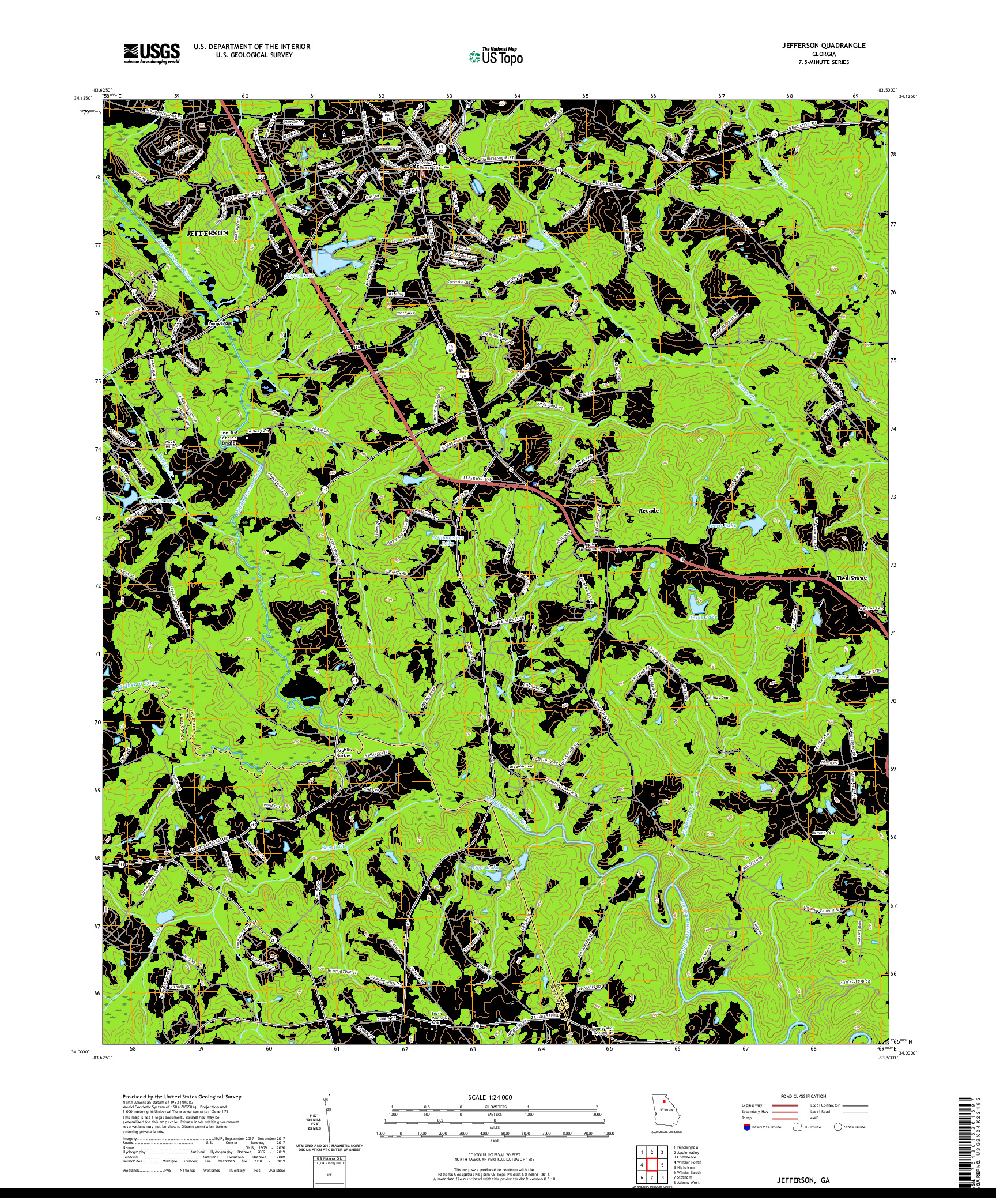 USGS US TOPO 7.5-MINUTE MAP FOR JEFFERSON, GA 2020