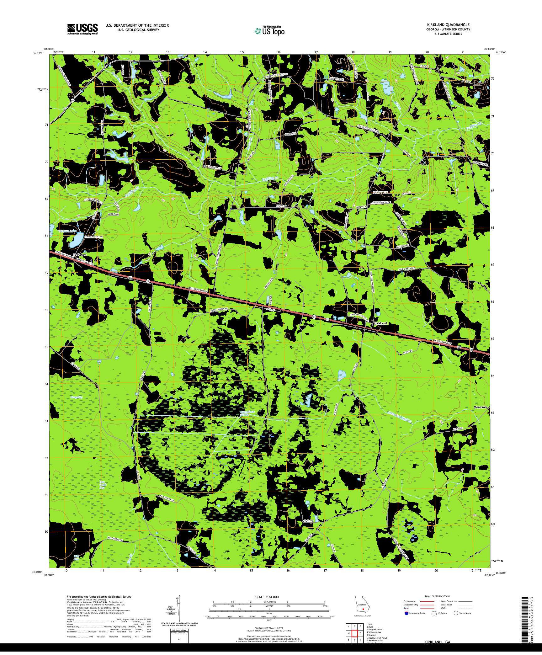 USGS US TOPO 7.5-MINUTE MAP FOR KIRKLAND, GA 2020