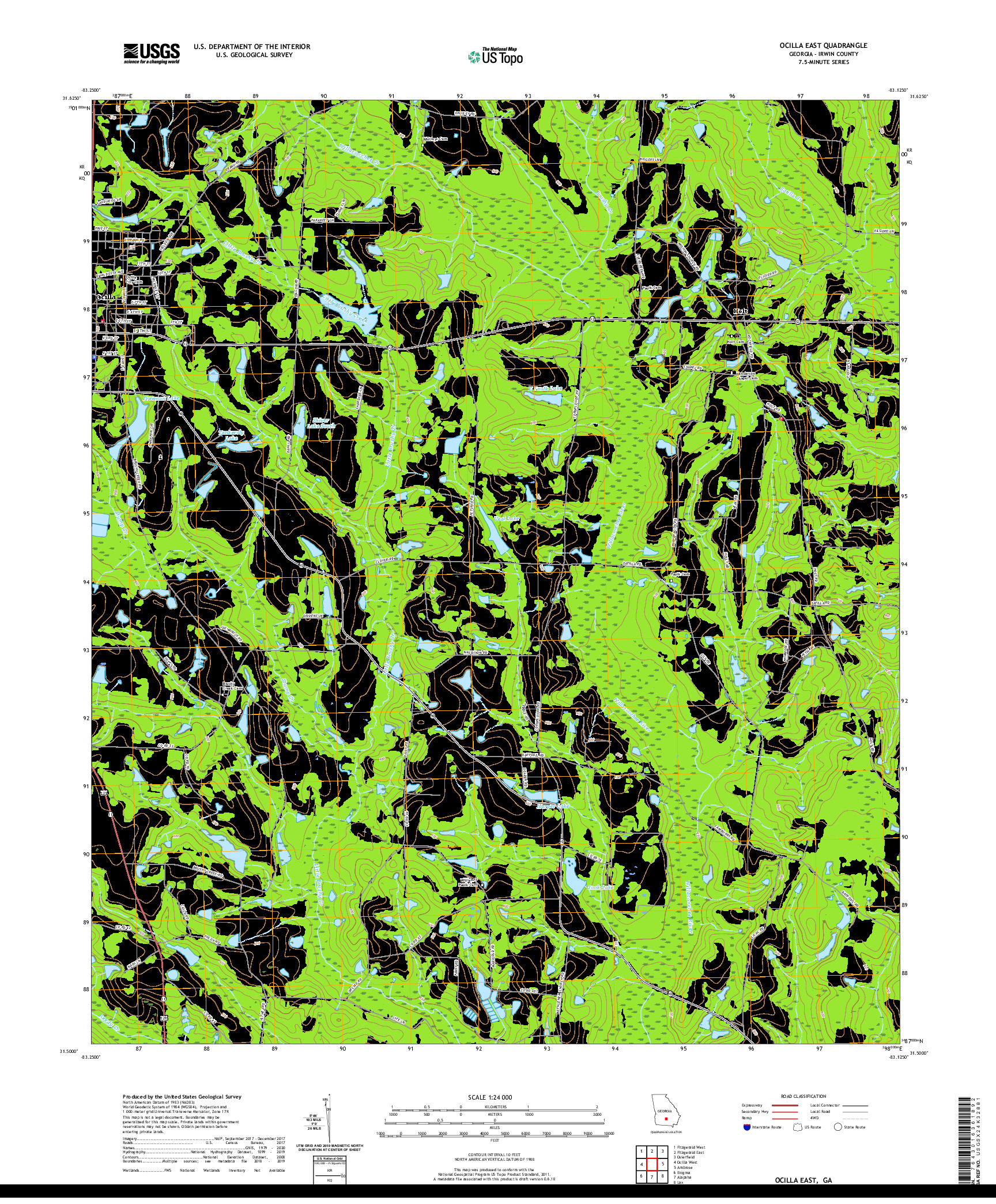 USGS US TOPO 7.5-MINUTE MAP FOR OCILLA EAST, GA 2020