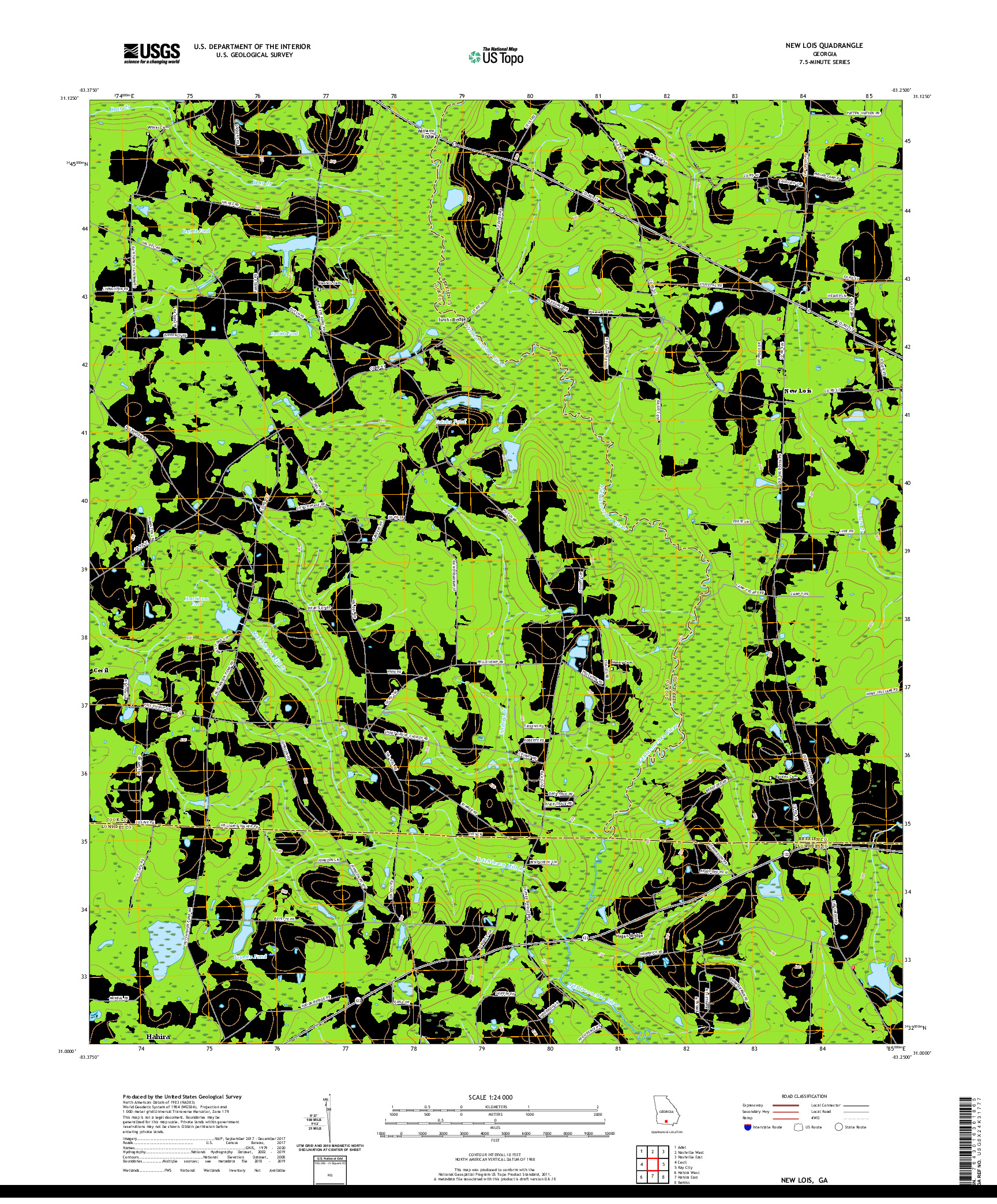 USGS US TOPO 7.5-MINUTE MAP FOR NEW LOIS, GA 2020