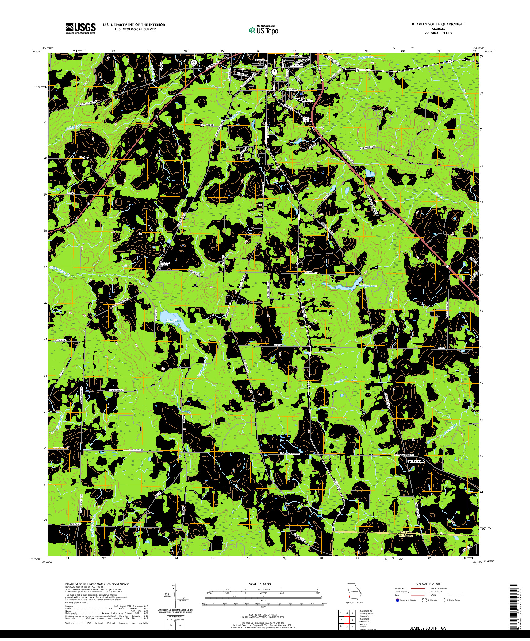 USGS US TOPO 7.5-MINUTE MAP FOR BLAKELY SOUTH, GA 2020