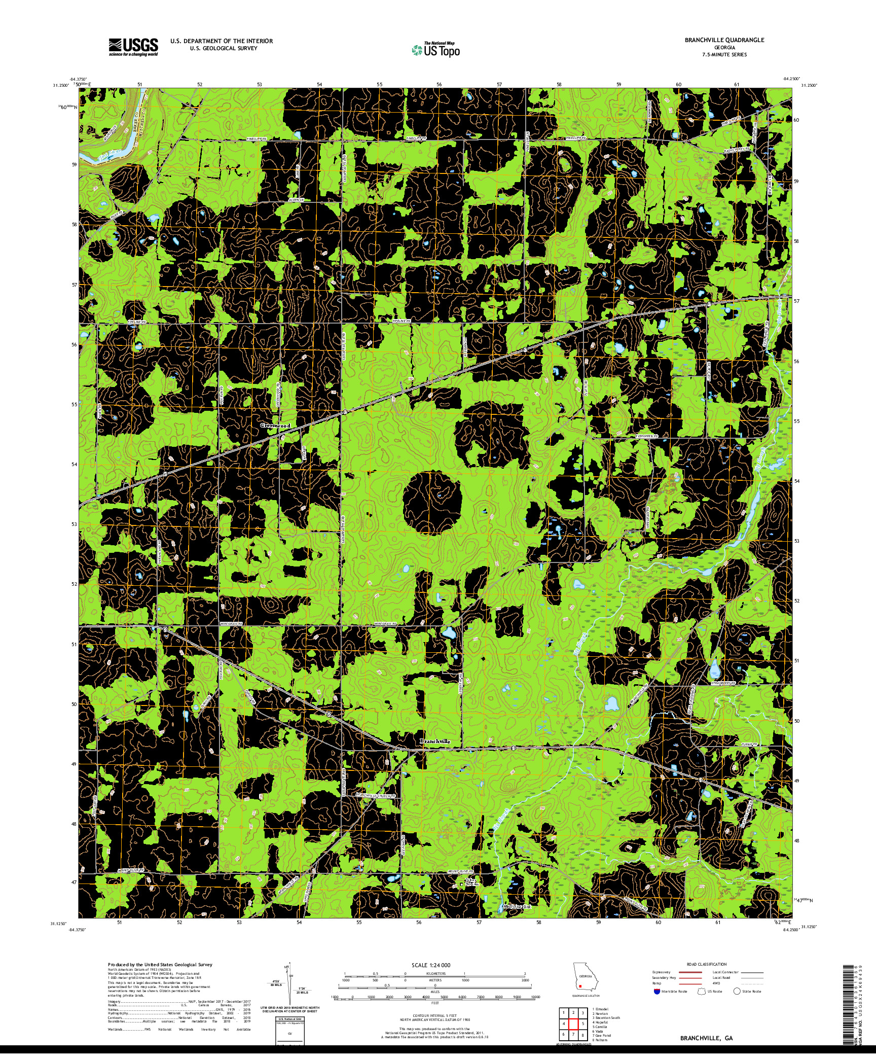 USGS US TOPO 7.5-MINUTE MAP FOR BRANCHVILLE, GA 2020