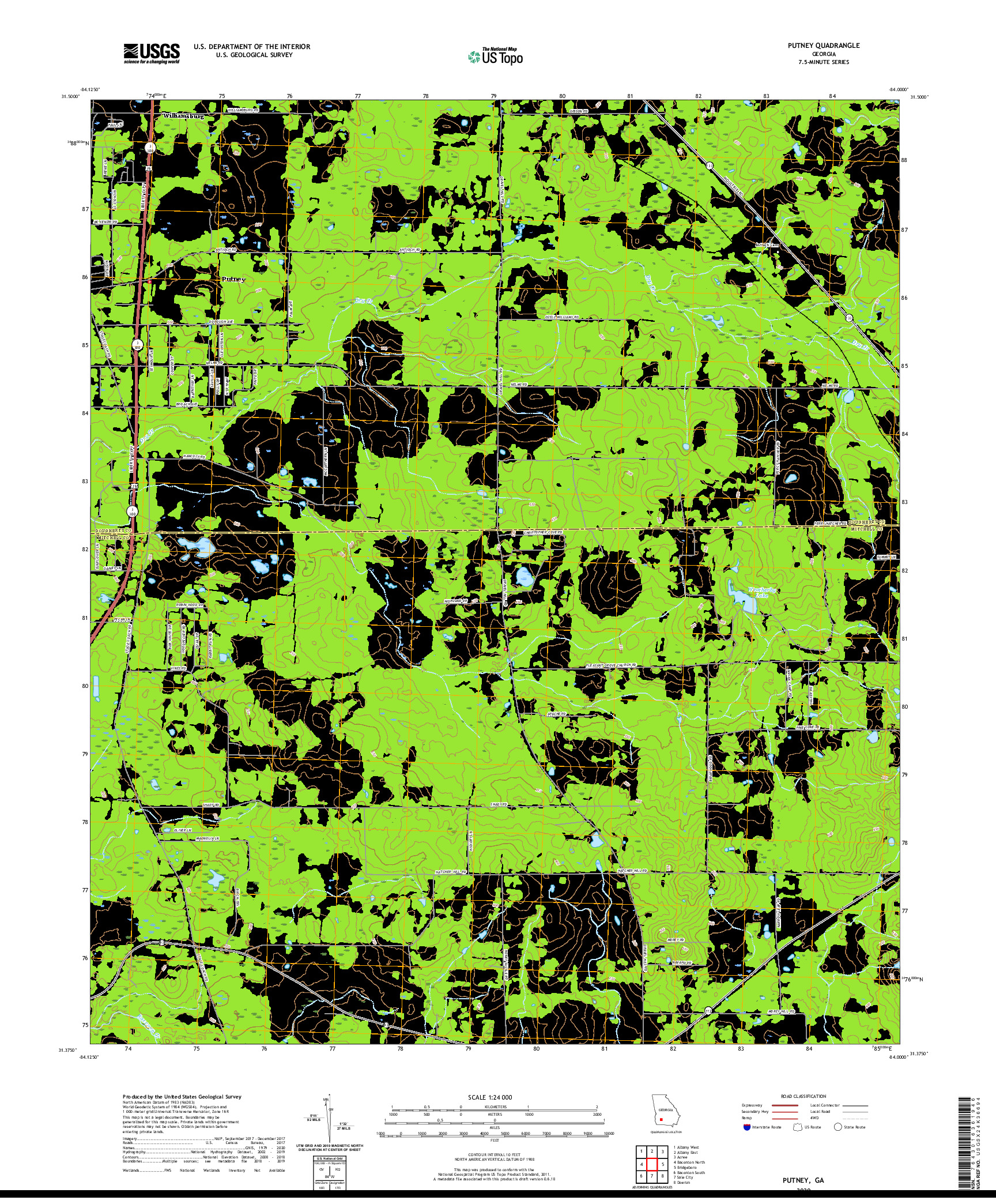 USGS US TOPO 7.5-MINUTE MAP FOR PUTNEY, GA 2020