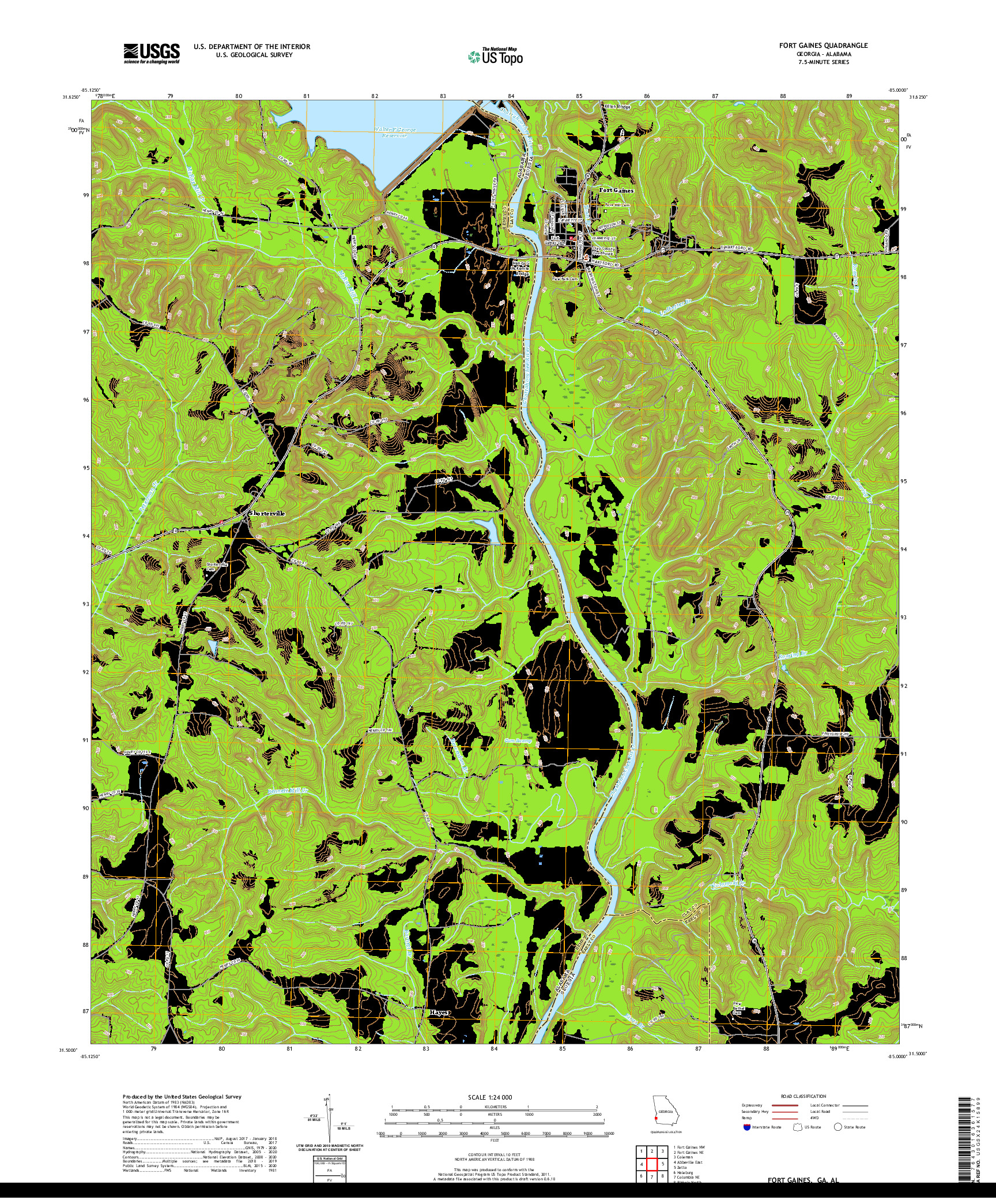 USGS US TOPO 7.5-MINUTE MAP FOR FORT GAINES, GA,AL 2020