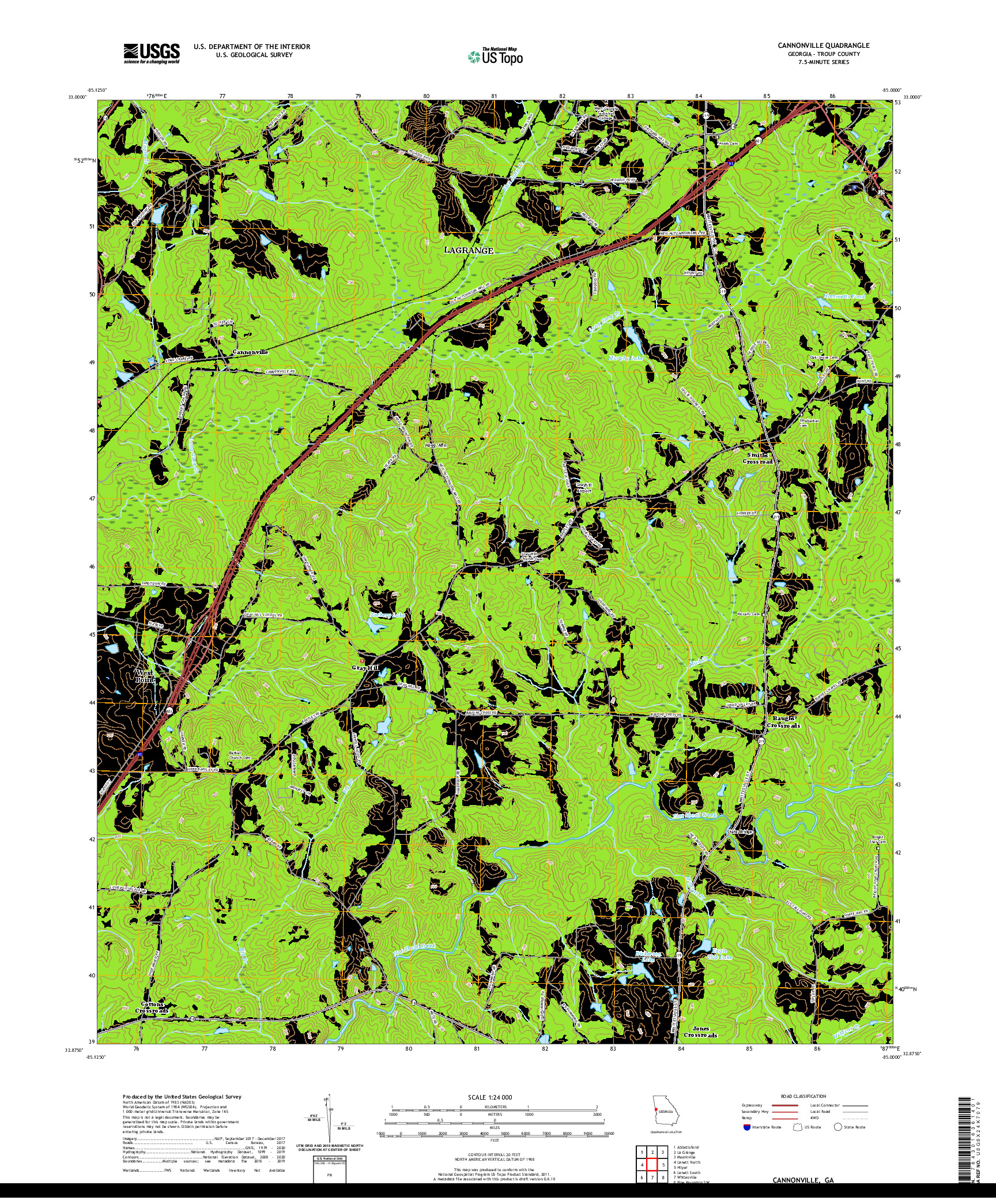 USGS US TOPO 7.5-MINUTE MAP FOR CANNONVILLE, GA 2020