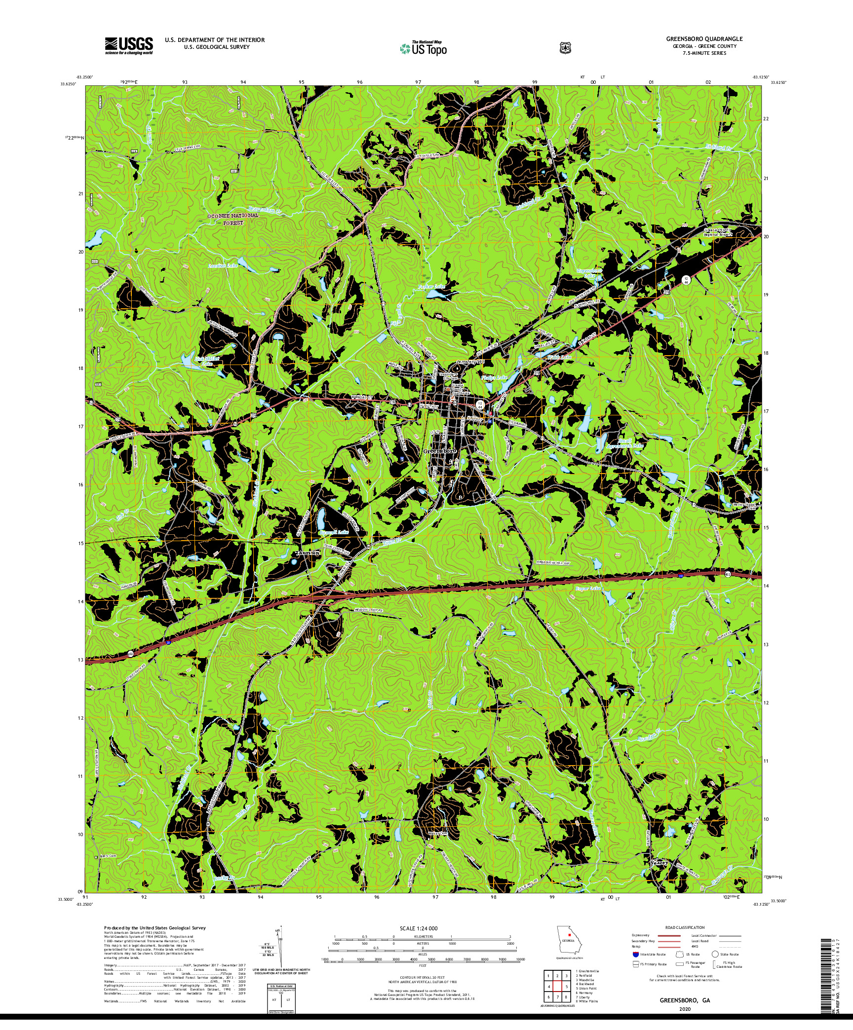 USGS US TOPO 7.5-MINUTE MAP FOR GREENSBORO, GA 2020