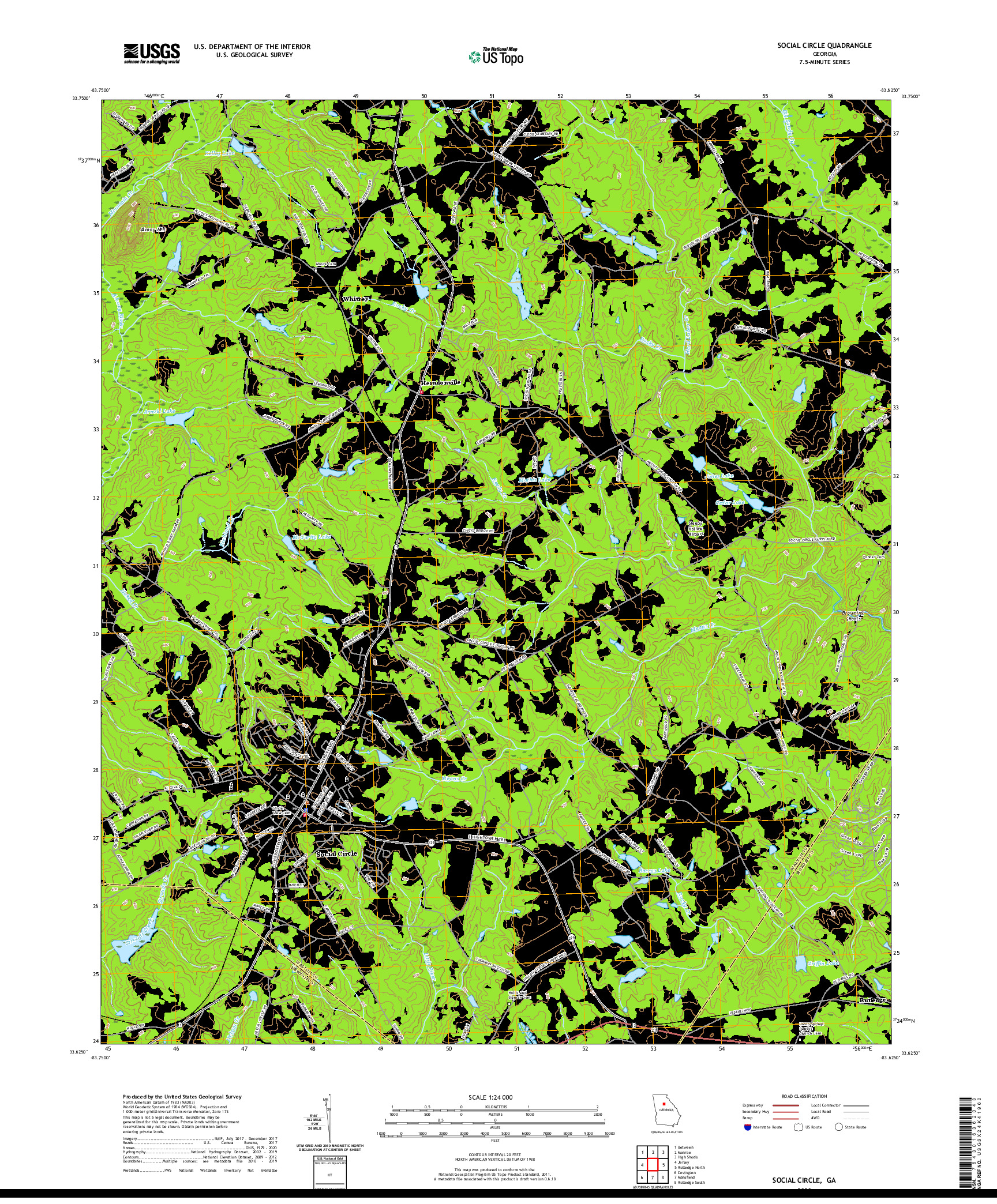 USGS US TOPO 7.5-MINUTE MAP FOR SOCIAL CIRCLE, GA 2020