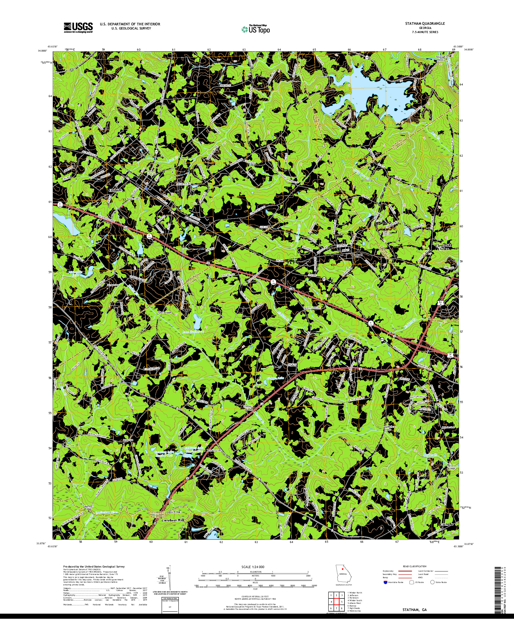 USGS US TOPO 7.5-MINUTE MAP FOR STATHAM, GA 2020