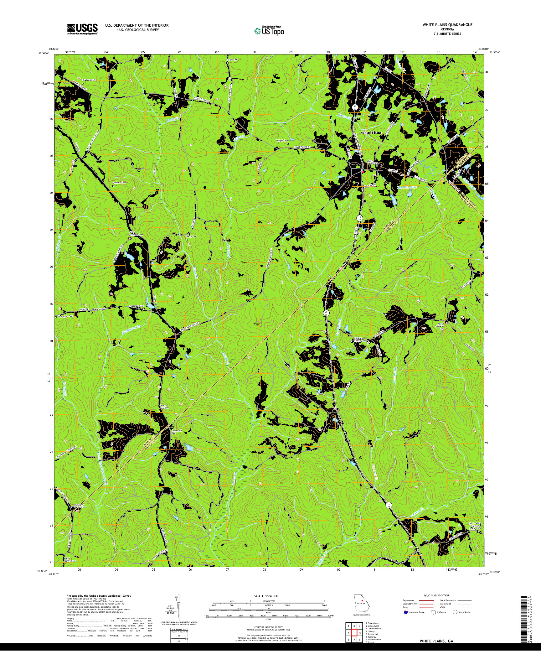 USGS US TOPO 7.5-MINUTE MAP FOR WHITE PLAINS, GA 2020