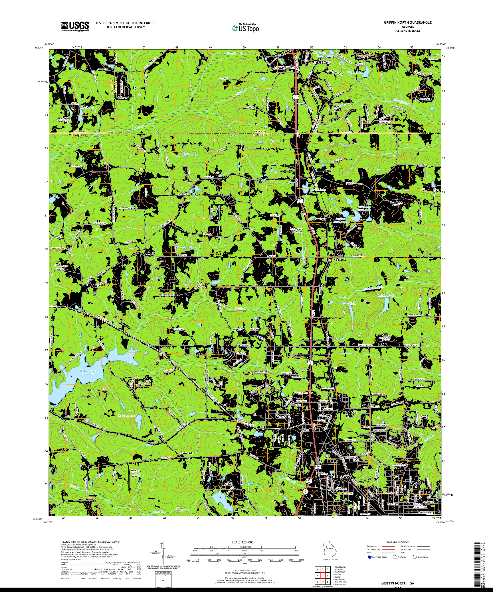 USGS US TOPO 7.5-MINUTE MAP FOR GRIFFIN NORTH, GA 2020
