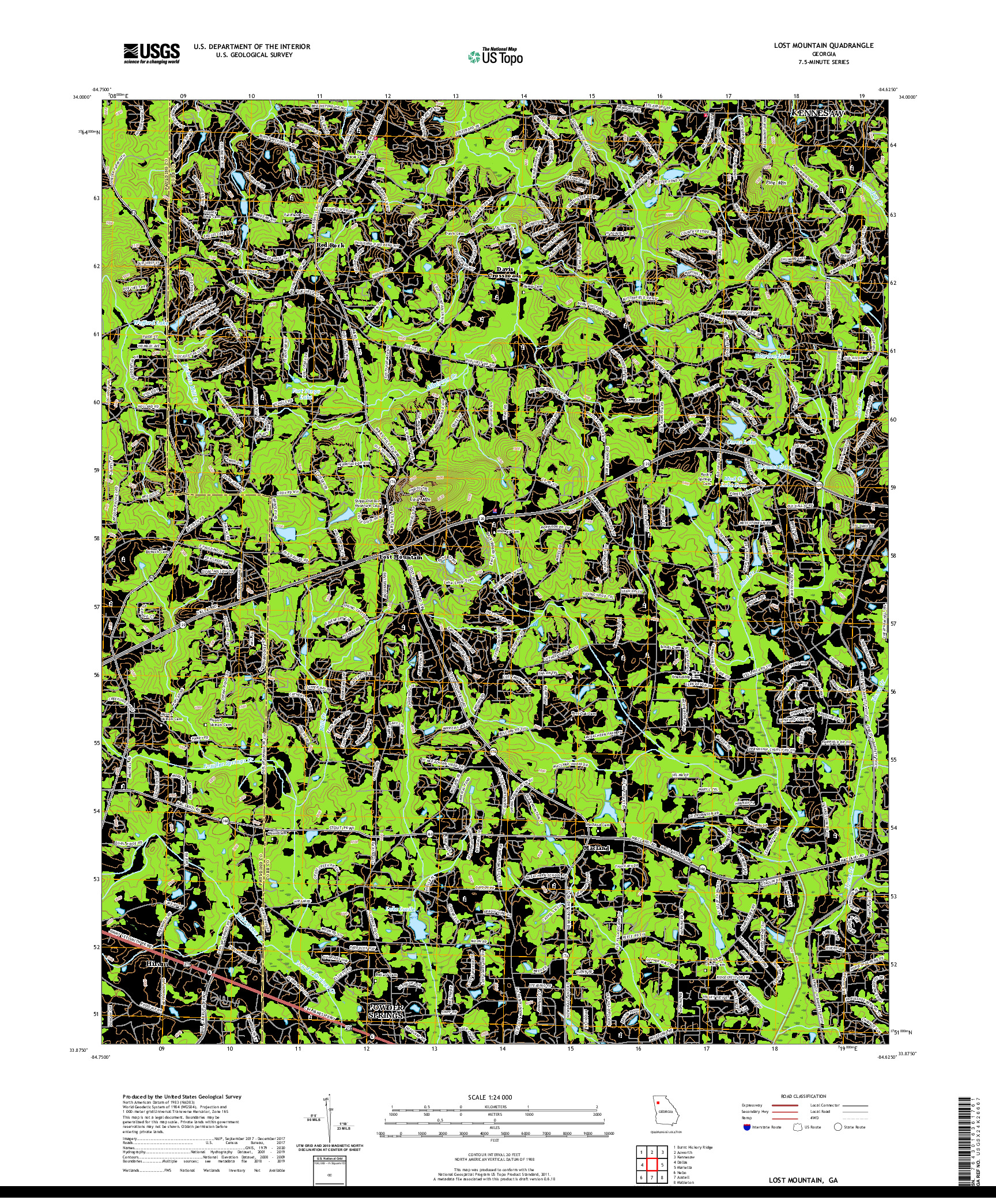 USGS US TOPO 7.5-MINUTE MAP FOR LOST MOUNTAIN, GA 2020