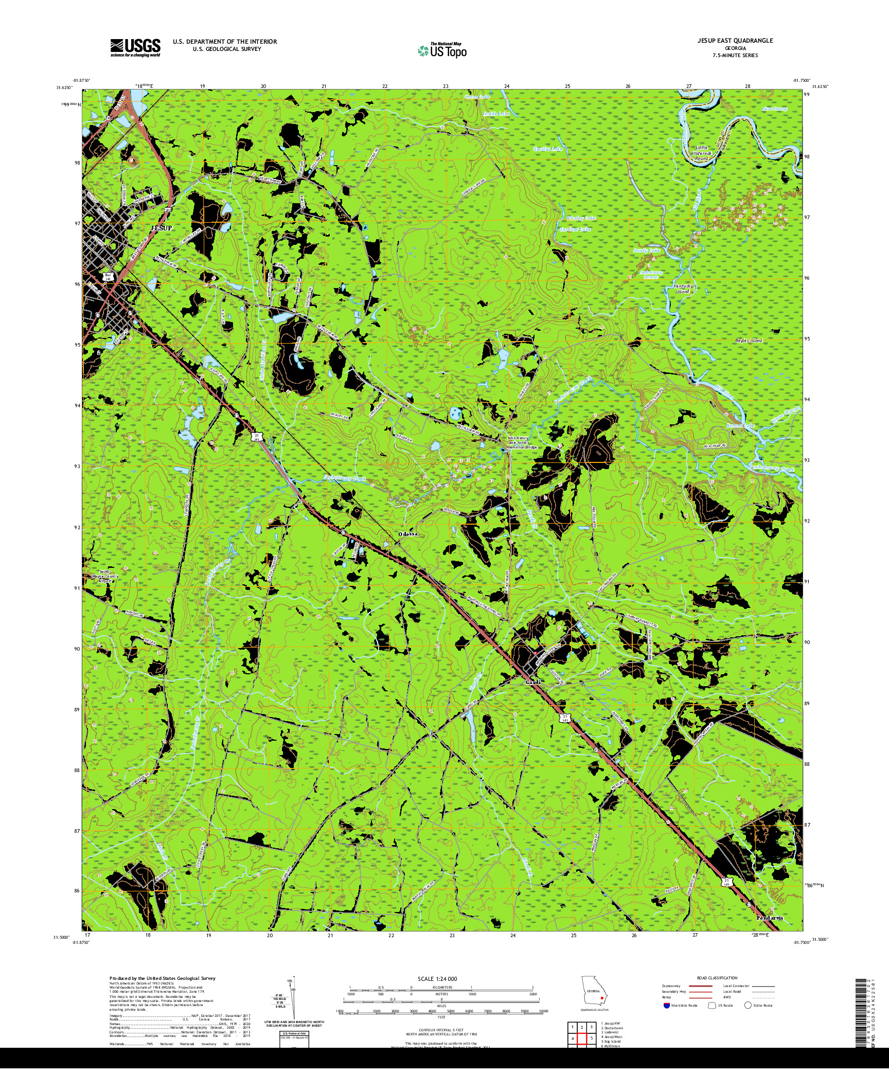 USGS US TOPO 7.5-MINUTE MAP FOR JESUP EAST, GA 2020