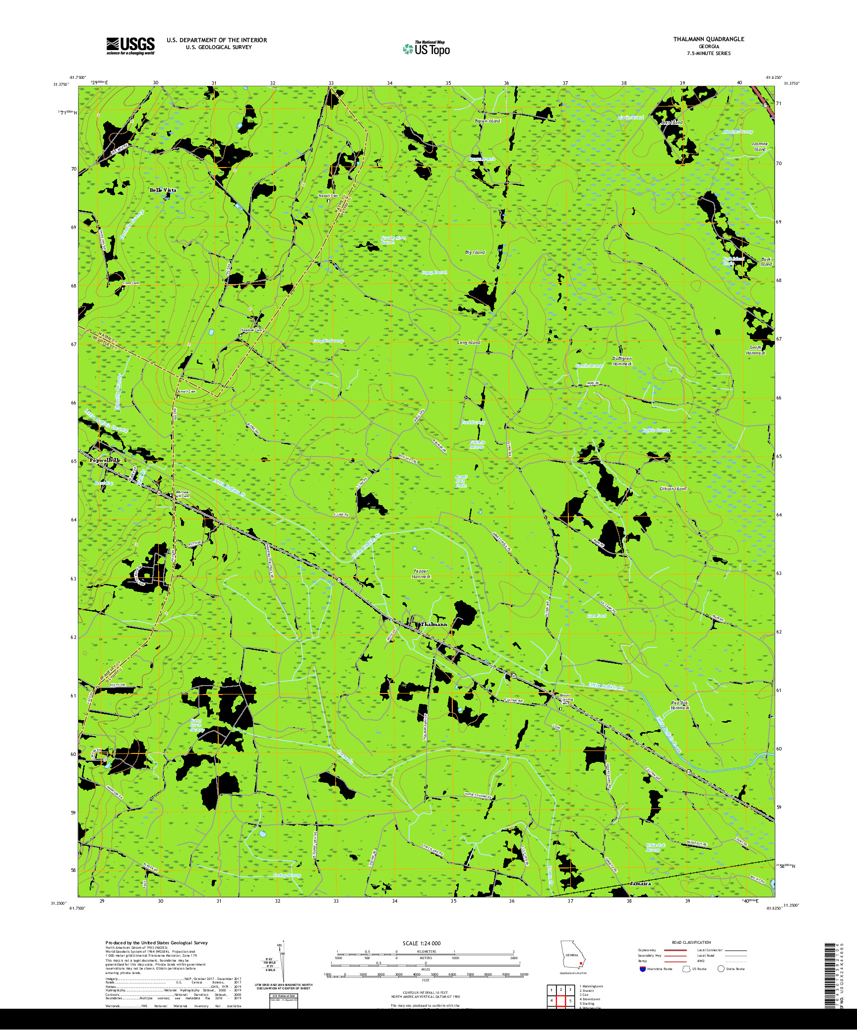 USGS US TOPO 7.5-MINUTE MAP FOR THALMANN, GA 2020