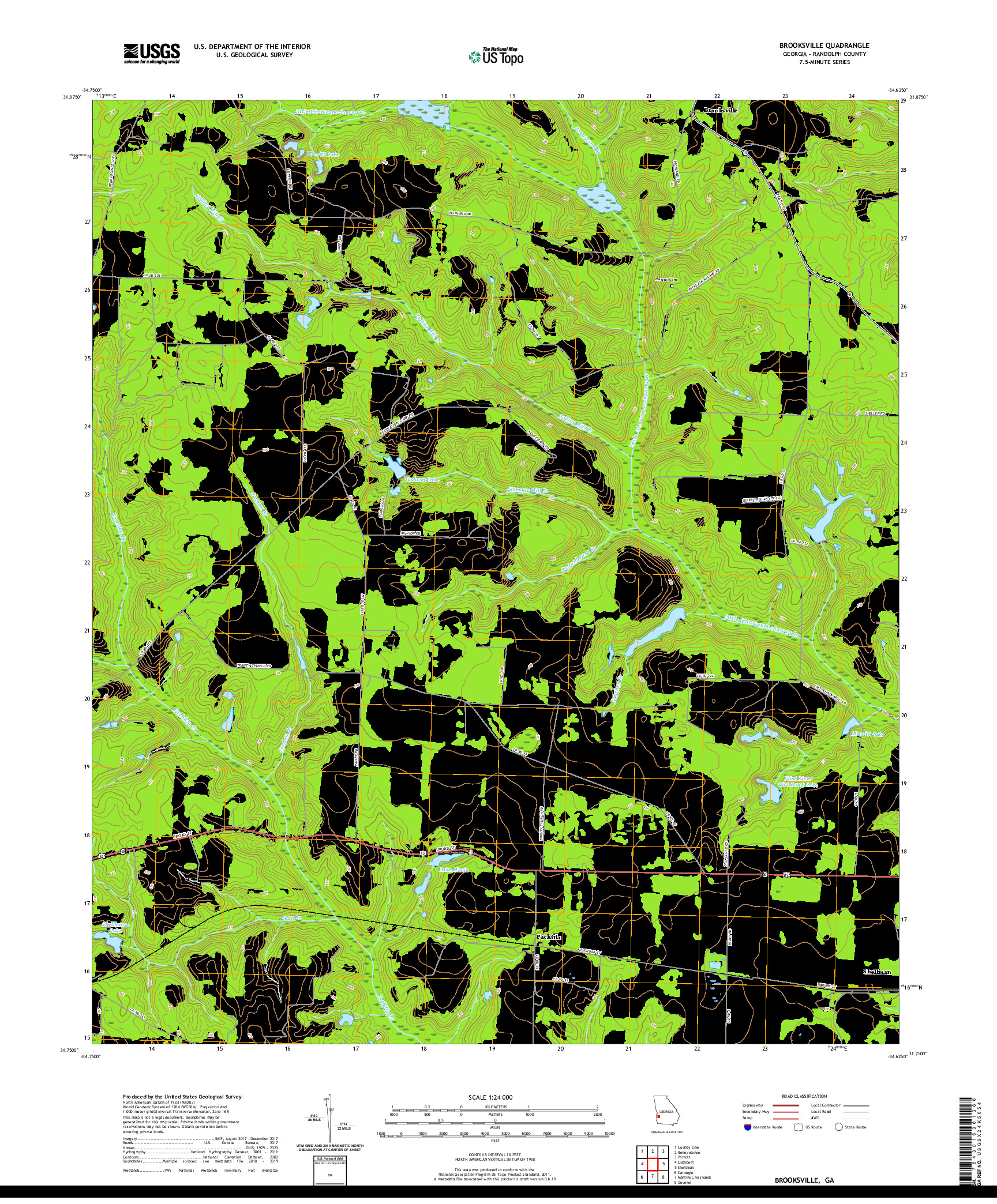 USGS US TOPO 7.5-MINUTE MAP FOR BROOKSVILLE, GA 2020