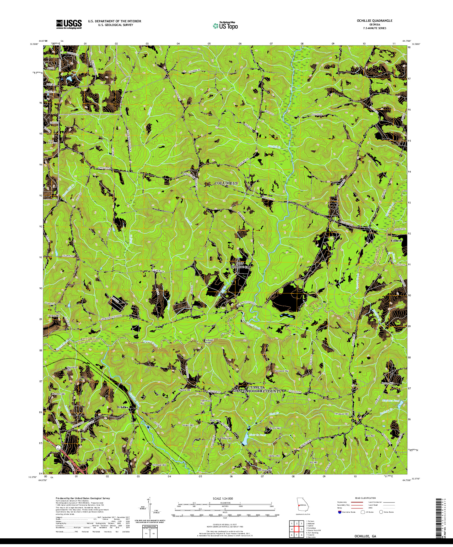 USGS US TOPO 7.5-MINUTE MAP FOR OCHILLEE, GA 2020