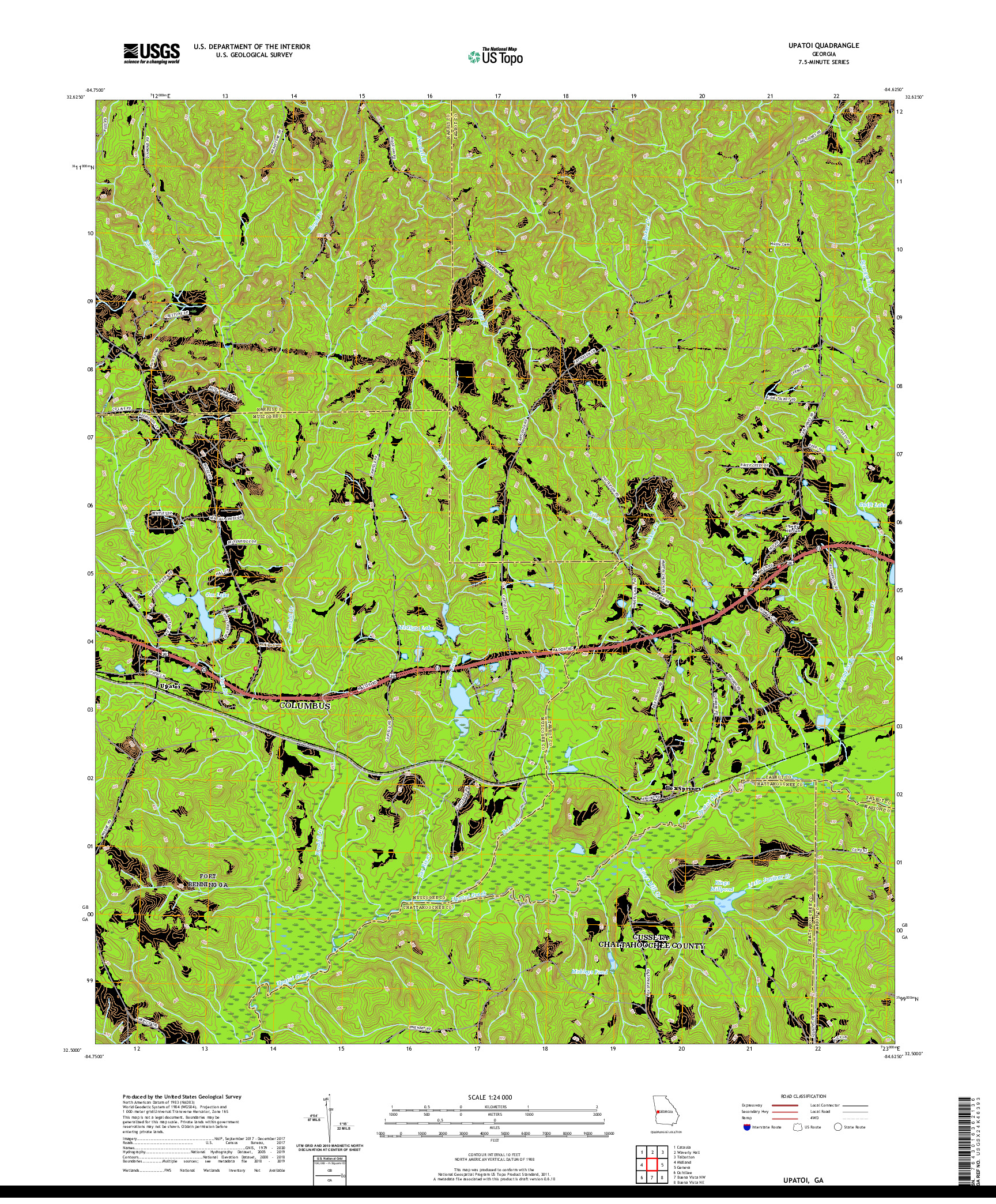 USGS US TOPO 7.5-MINUTE MAP FOR UPATOI, GA 2020