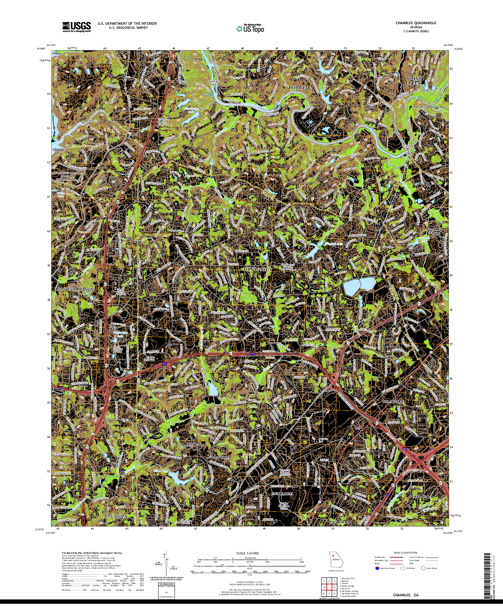 USGS US TOPO 7.5-MINUTE MAP FOR CHAMBLEE, GA 2020