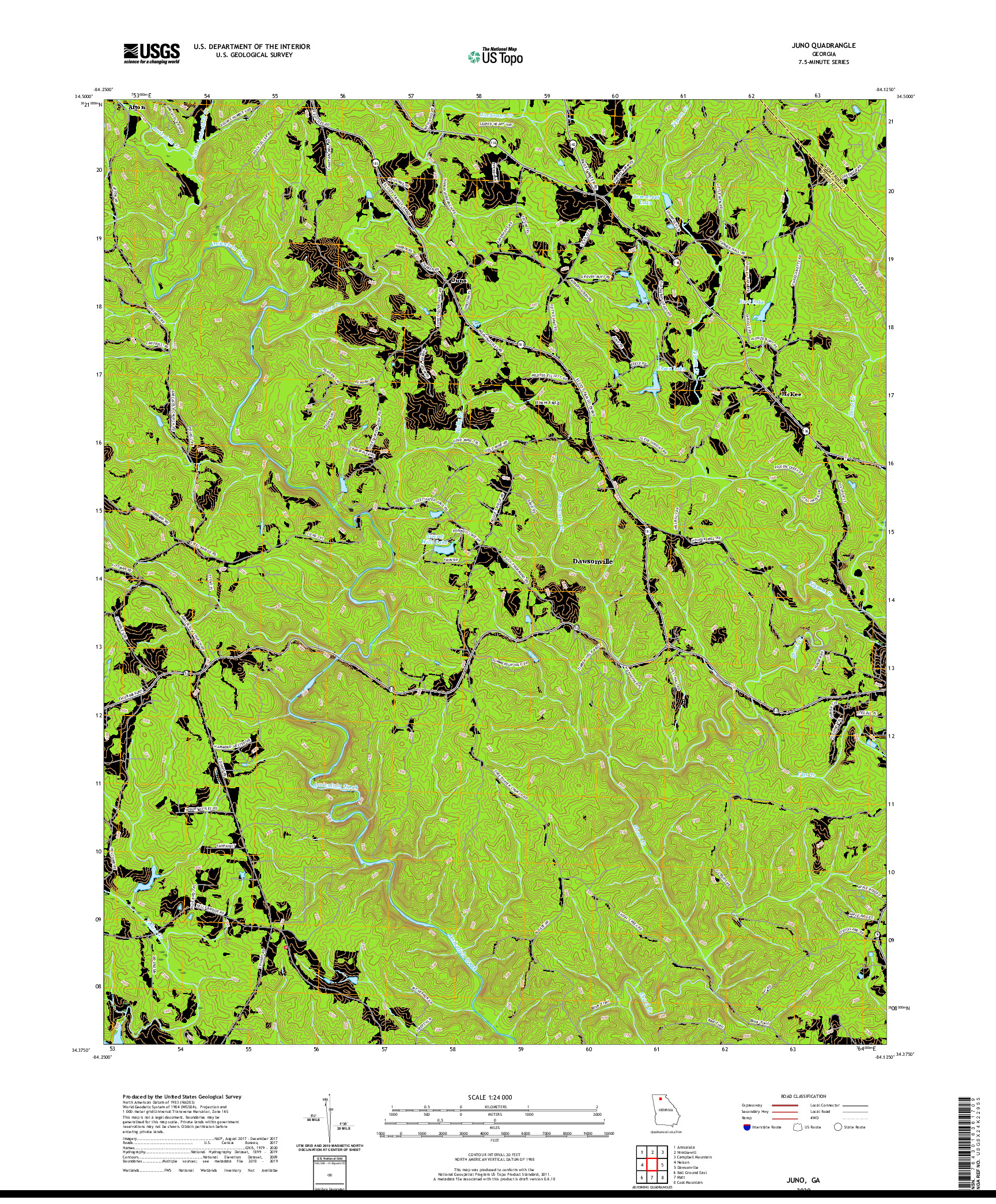 USGS US TOPO 7.5-MINUTE MAP FOR JUNO, GA 2020