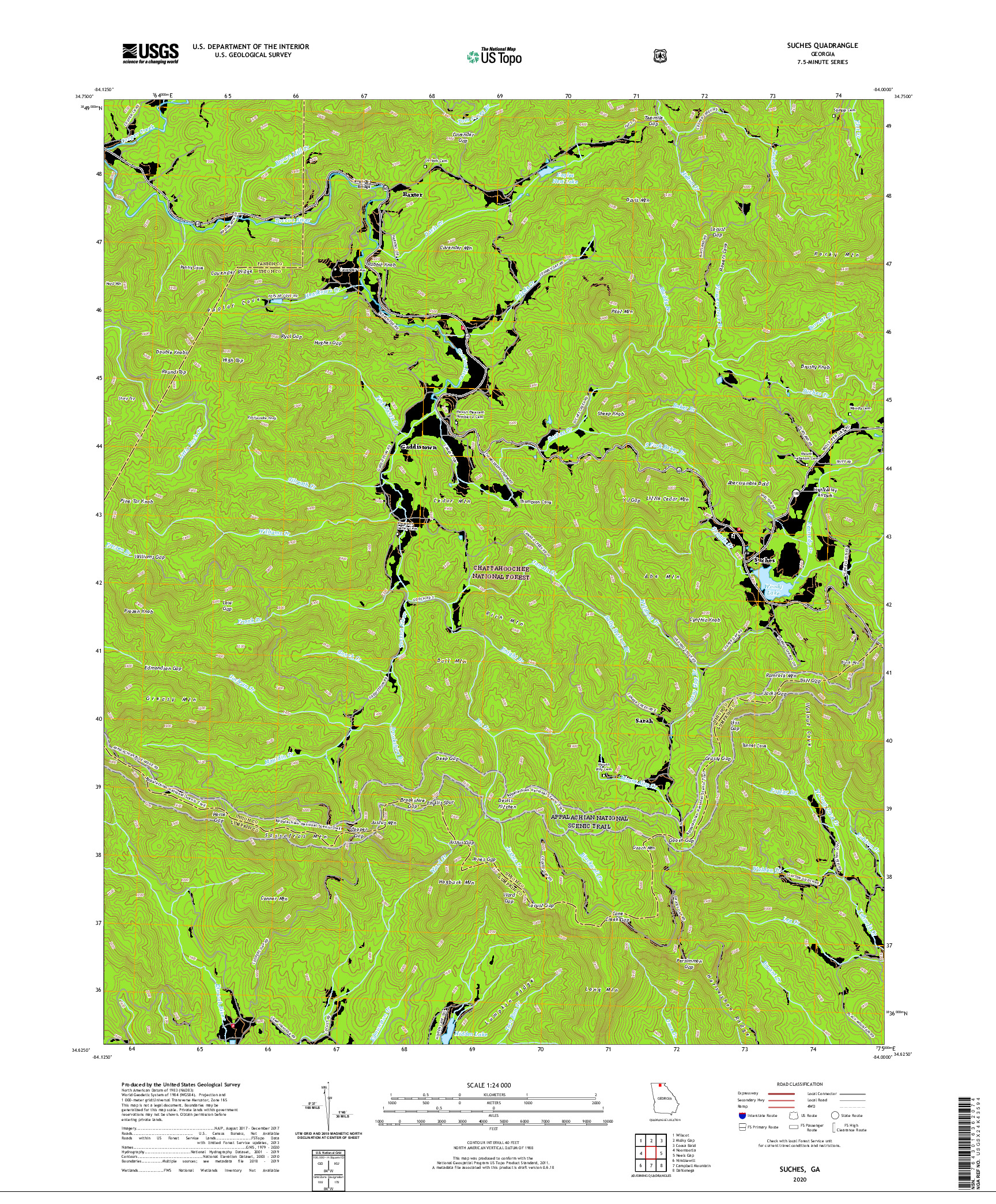 USGS US TOPO 7.5-MINUTE MAP FOR SUCHES, GA 2020