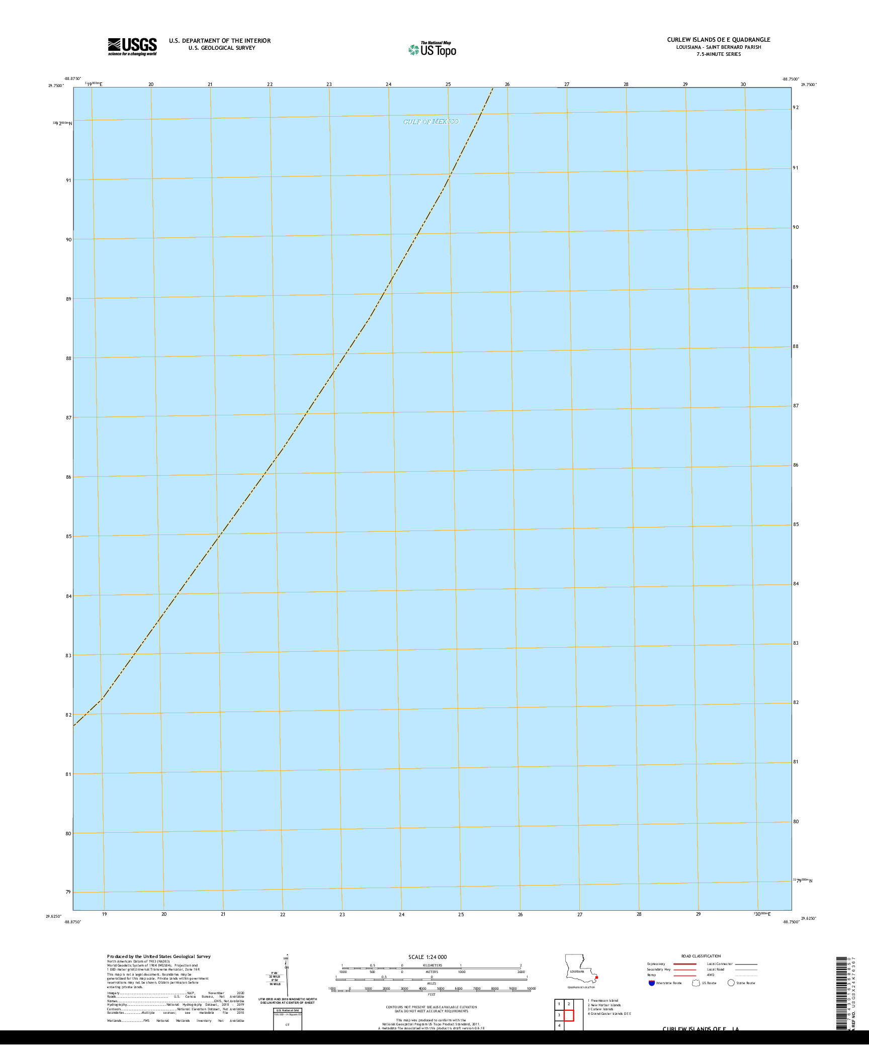 USGS US TOPO 7.5-MINUTE MAP FOR CURLEW ISLANDS OE E, LA 2020