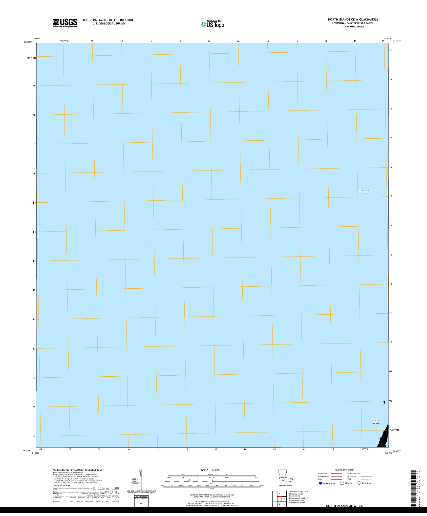 USGS US TOPO 7.5-MINUTE MAP FOR NORTH ISLANDS OE W, LA 2020