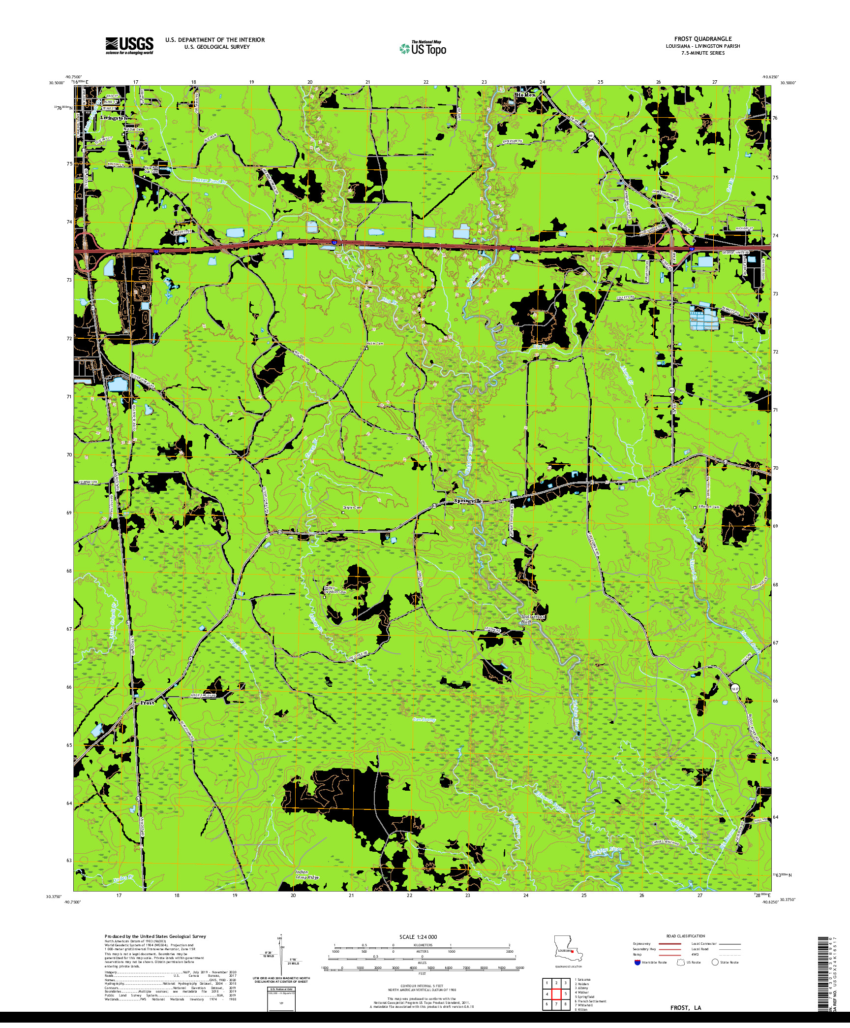 USGS US TOPO 7.5-MINUTE MAP FOR FROST, LA 2020