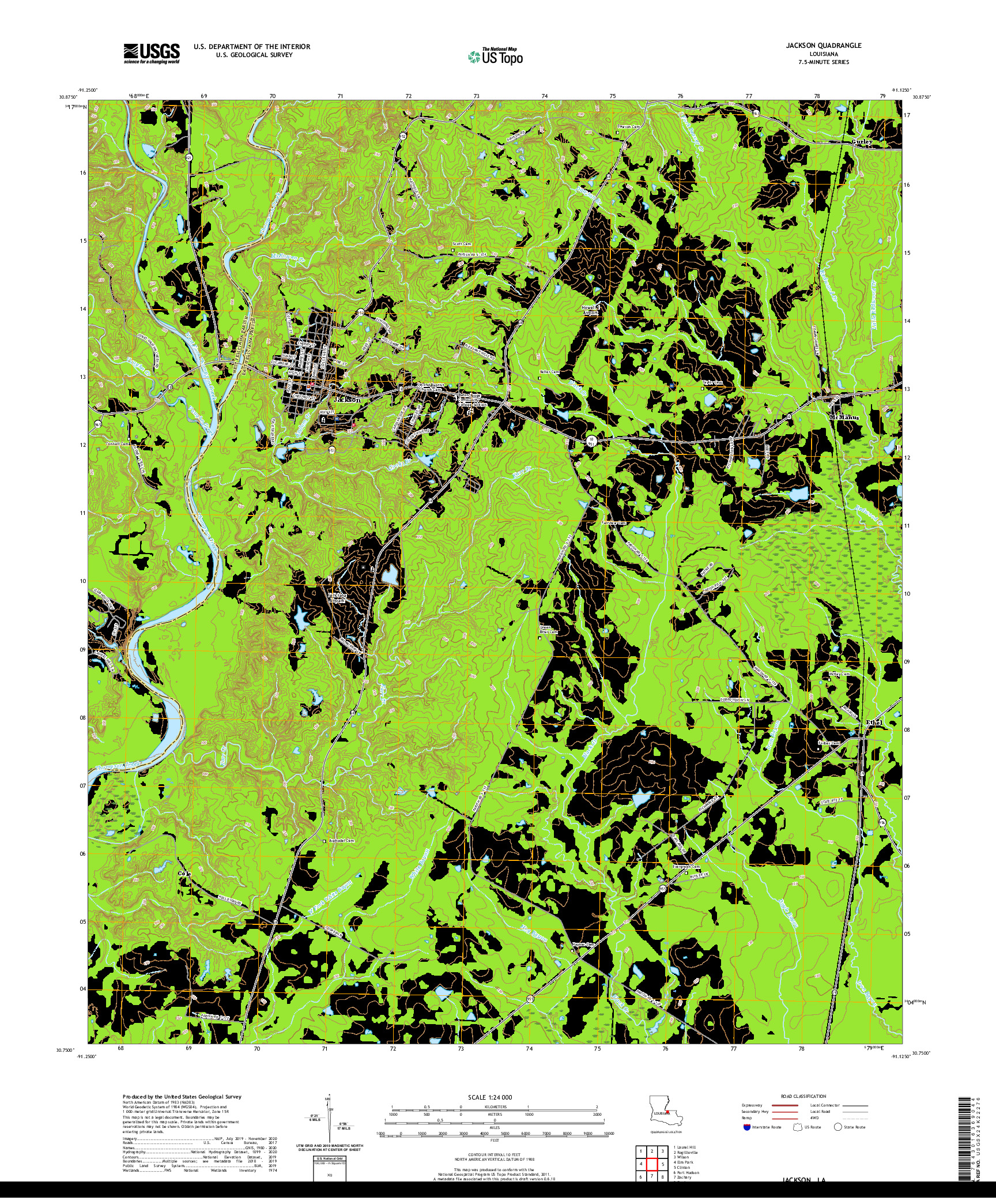 USGS US TOPO 7.5-MINUTE MAP FOR JACKSON, LA 2020