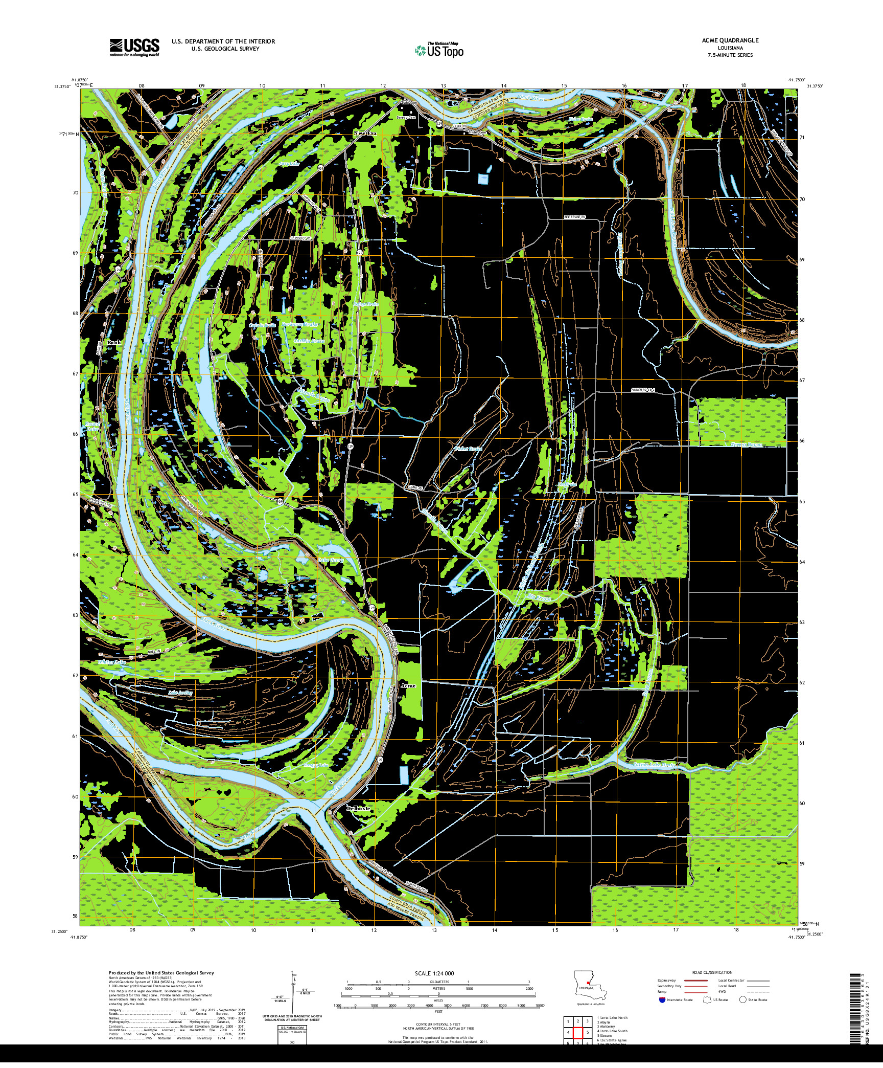 USGS US TOPO 7.5-MINUTE MAP FOR ACME, LA 2020